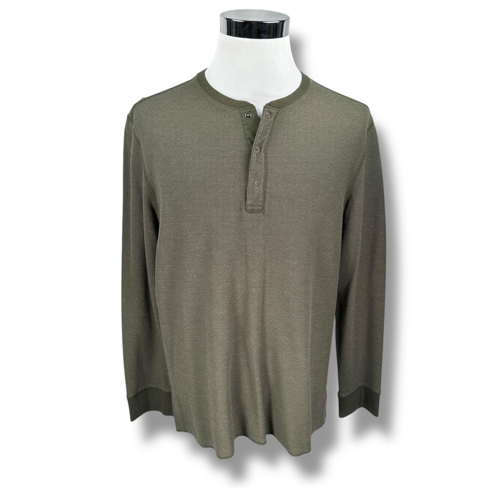 UNTUCKit Untuckit Snap Henley Shirt Men’s XL Green Cotton Long Sleeve Size US XL / EU 56 / 4 - 1 Thumbnail