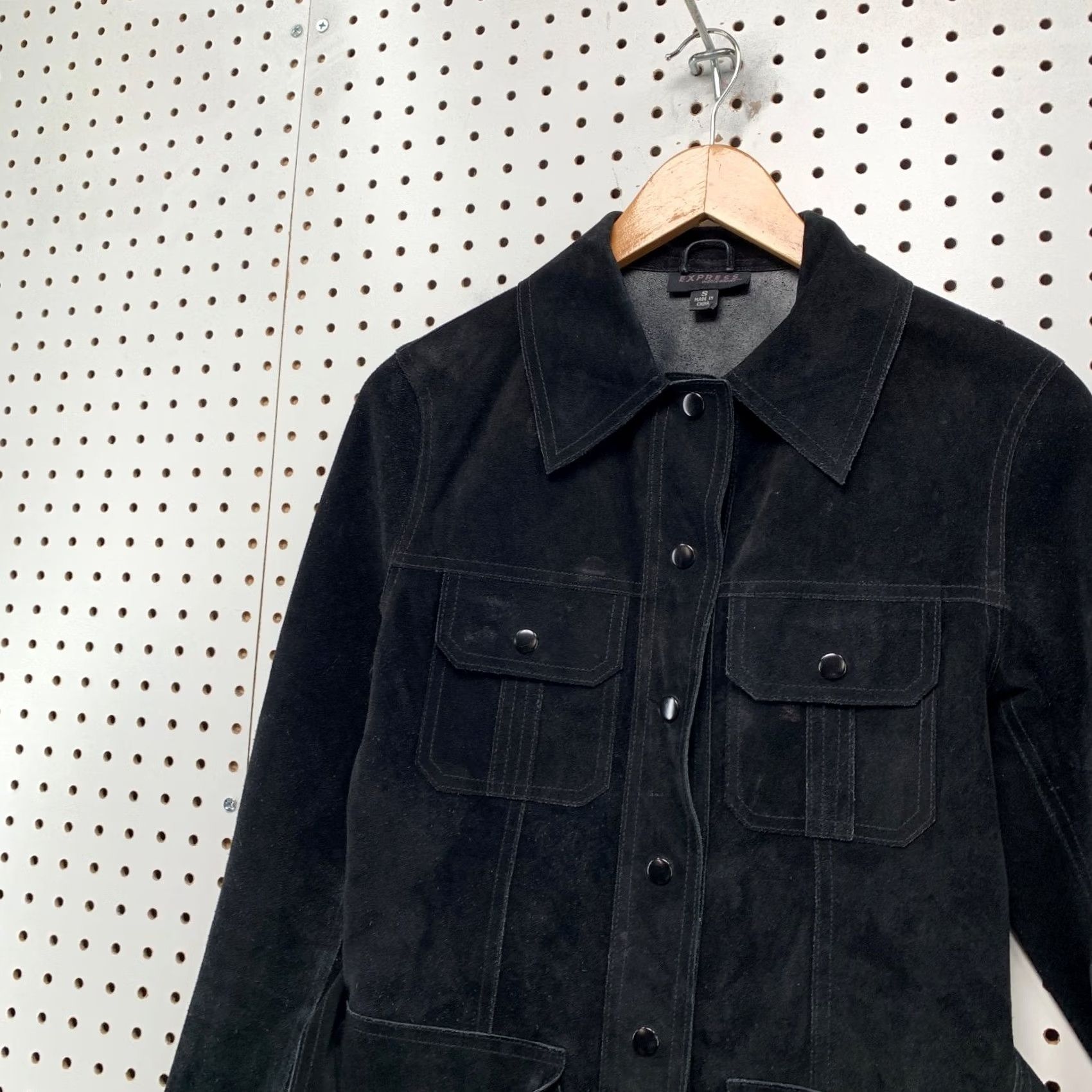 Express VINTAGE Express Suede Safari Field Jacket Womens XS/S Black Belted Utility Size S / US 4 / IT 40 - 6 Thumbnail
