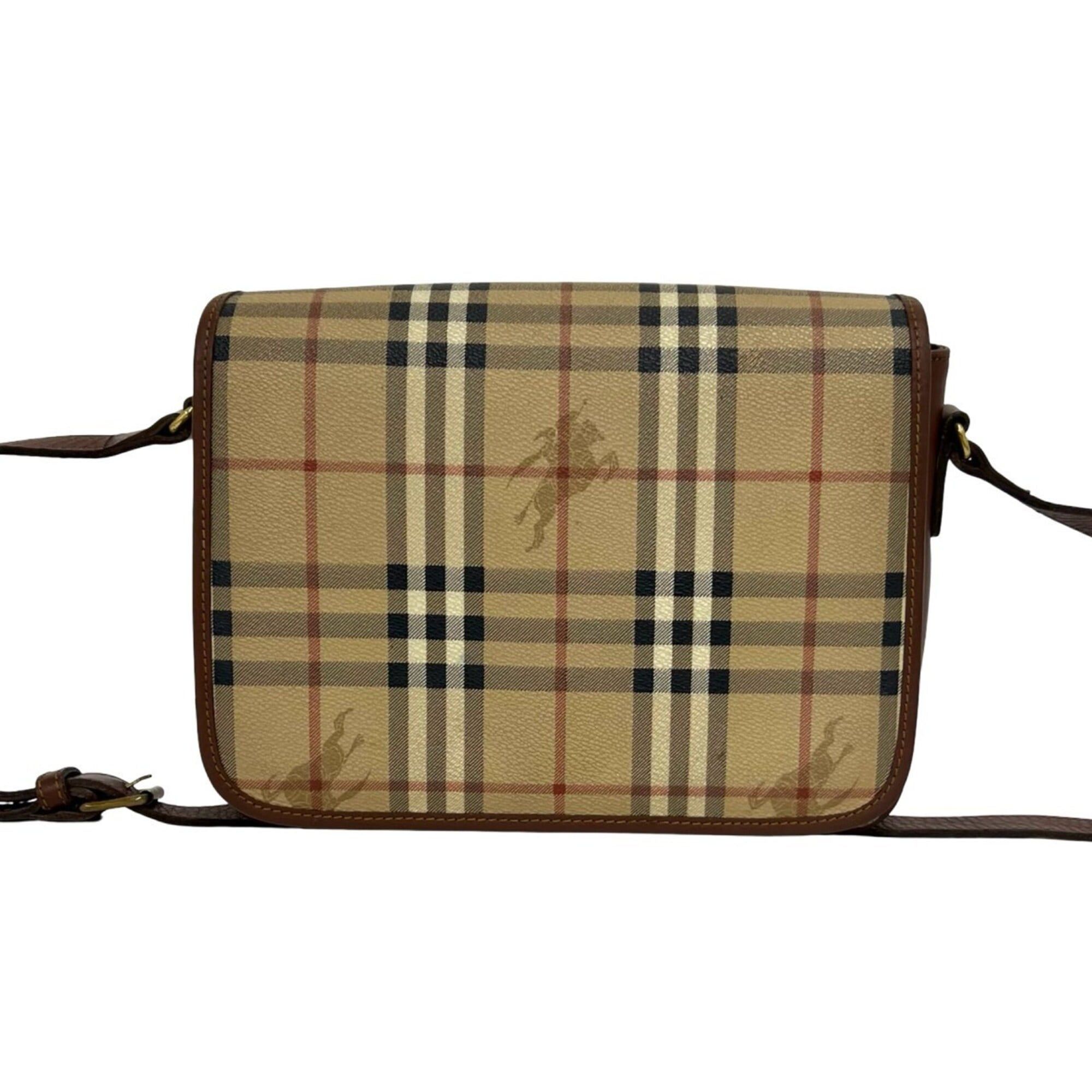Burberry BURBERRY Vintage Nova Check Pattern Leather Shoulder Bag/Pochette/Sacoche - Brown/Beige 09335 Size ONE SIZE - 1 Thumbnail
