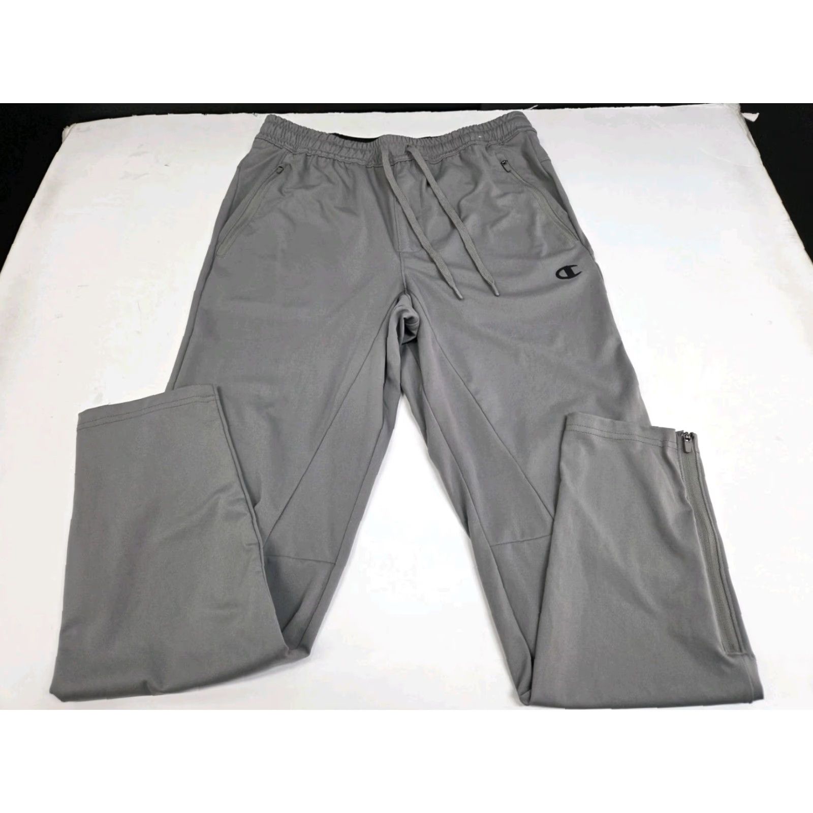Champion Champion Men's Grey Sweatpants Zip Pockets/Legs Drawstring Nylon Blend M Size US 31 - 2 Thumbnail