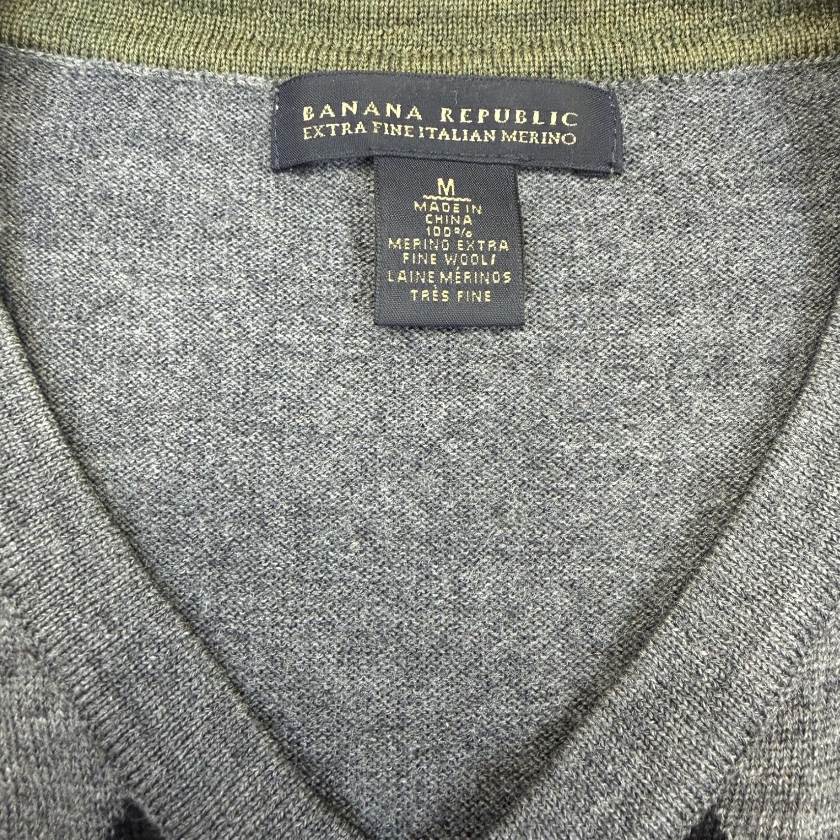 Banana Republic Banana Republic Sweater Men M Wool Gray Argyle V-Neck Pullover Knit Regular Size US M / EU 48-50 / 2 - 5 Thumbnail