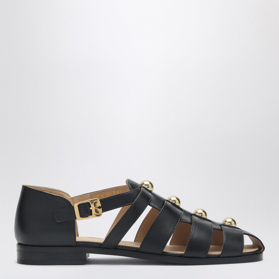Valentino o1d2blof1025 Stud Leather Sandals in Black Size US 7 / EU 40 - 1 Thumbnail