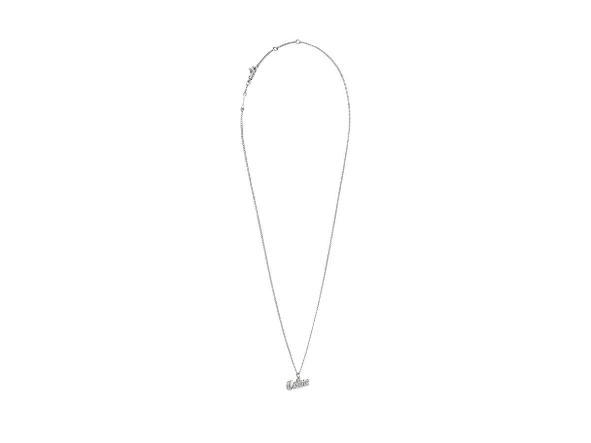 Celine Gothic Logo Necklace Silver Tone Chain Luxury 925 Size ONE SIZE - 1 Thumbnail