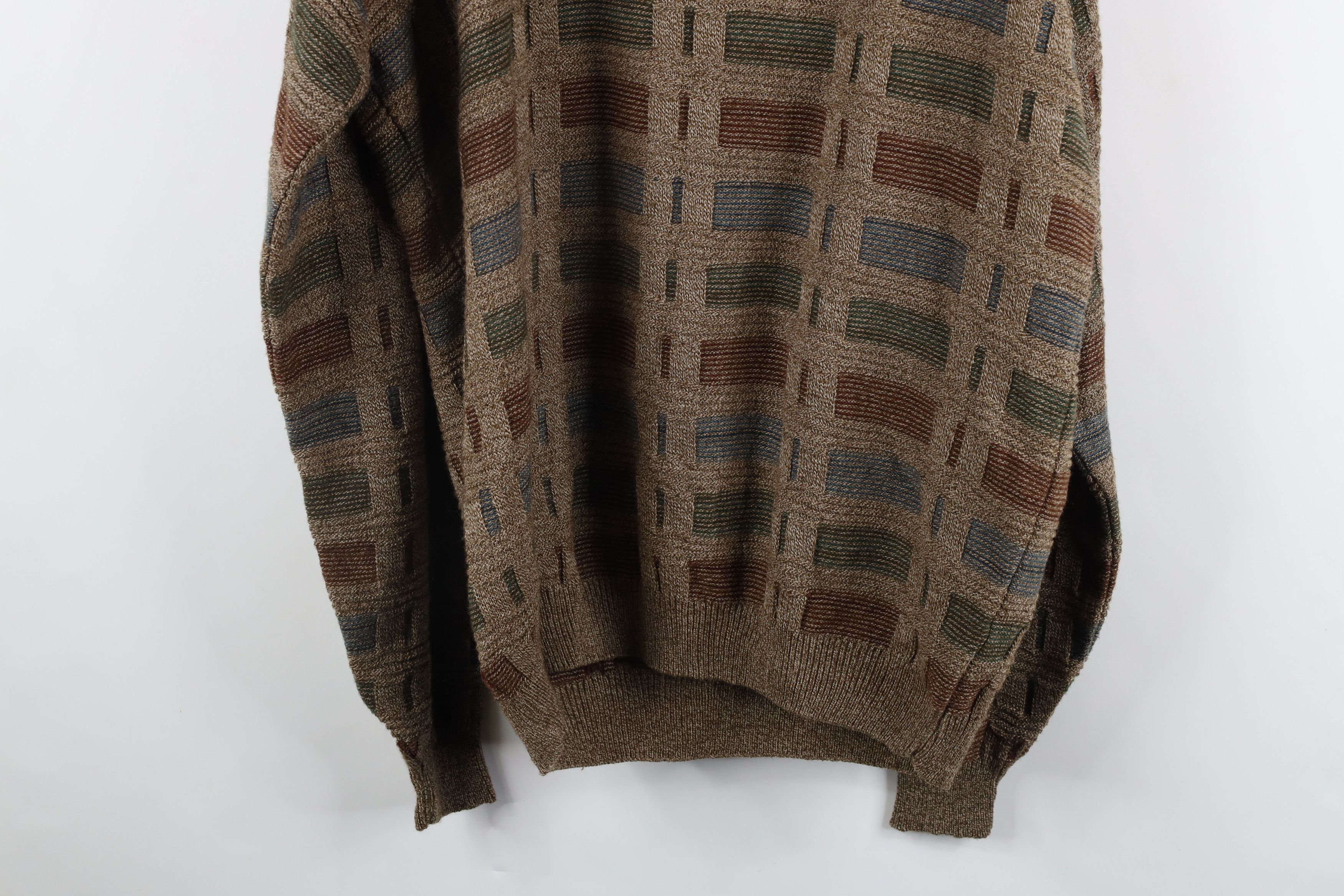Vintage Vintage 90s Coogi Style Knit Earth Tone Crewneck Sweater Size US L / EU 52-54 / 3 - 8 Thumbnail