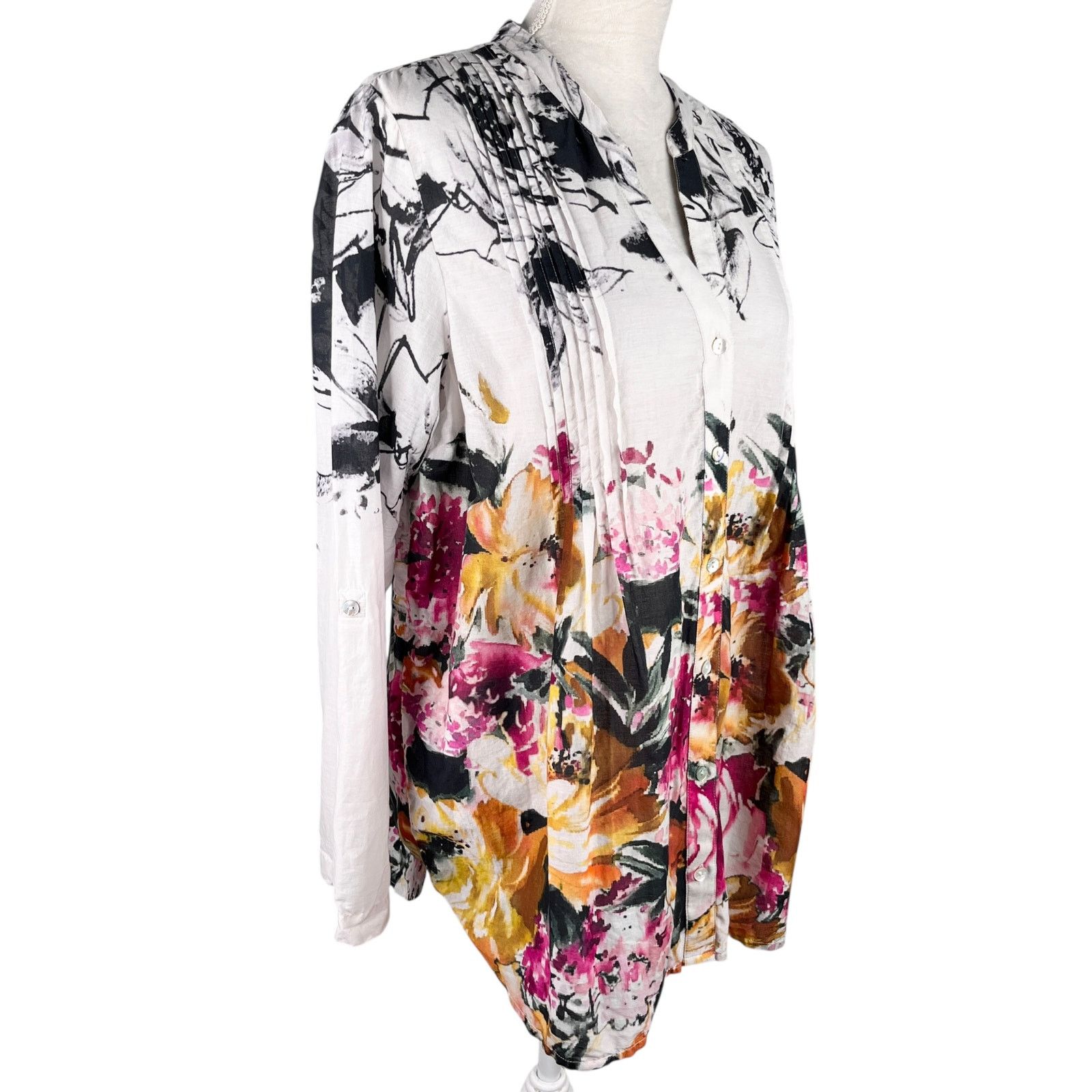 Other Soft Surroundings Champs De Fleur Floral Shirt L Button Down Size L / US 10 / IT 46 - 4 Thumbnail
