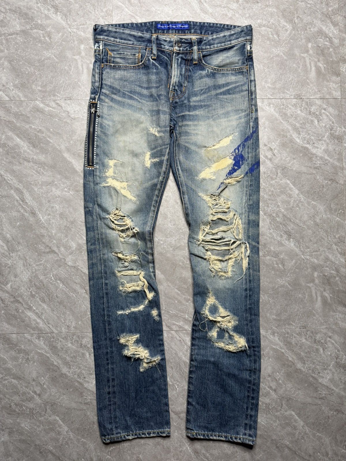 Fragment Design × Vanquish S/S 11 Distressed Jeans With Fragment Logo Size US 30 / EU 46 - 1 Thumbnail
