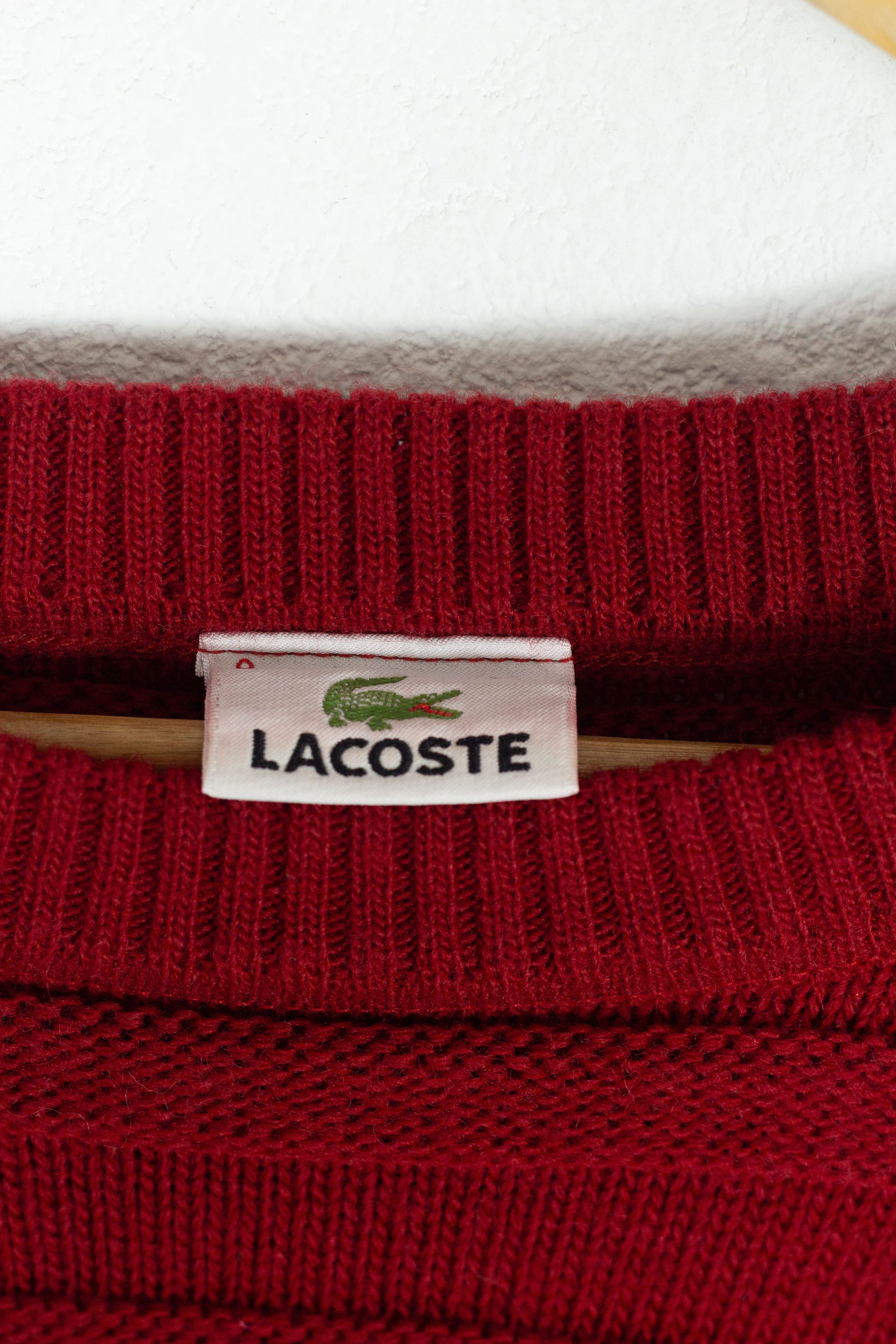 Lacoste × Vintage Vintage Lacoste Croc Logo Red Ribbed Wool Sweater 90s NZ Size US XL / EU 56 / 4 - 2 Thumbnail