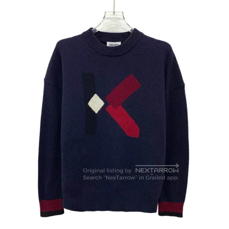 Kenzo Kenzo Blue Logo Flower Knitted Woolen Sweater Size XS / US 0-2 / IT 36-38 - 1 Thumbnail