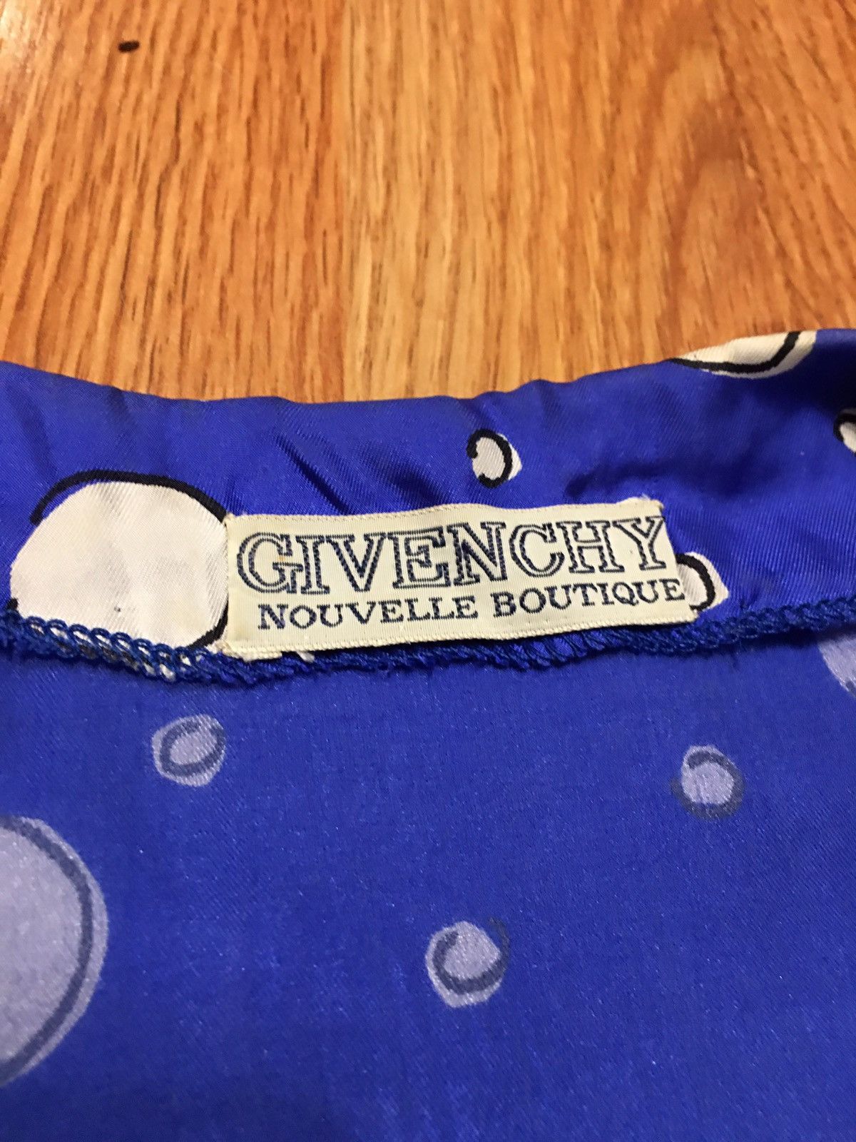 Givenchy × Vintage Givenchy Nouvelle Boutique Silk DressBlue White Polka Dots Size S / US 4 / IT 40 - 11 Thumbnail