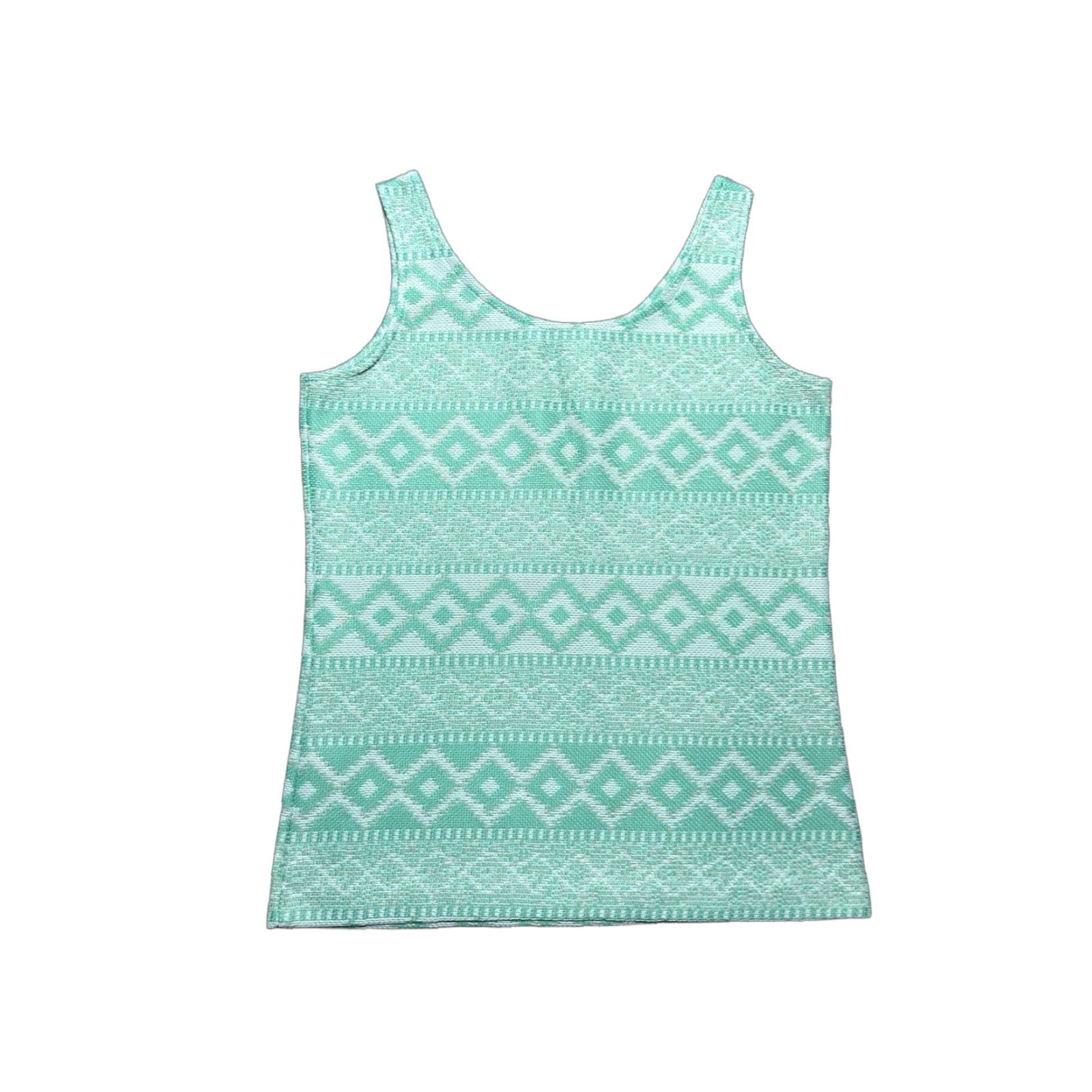 Vintage VINTAGE 70s tank top Sleeveless shirt Geometric Diamonds Polyester Knit Women 9/10 Medium Green Mens? Size M / US 6-8 / IT 42-44 - 1 Thumbnail