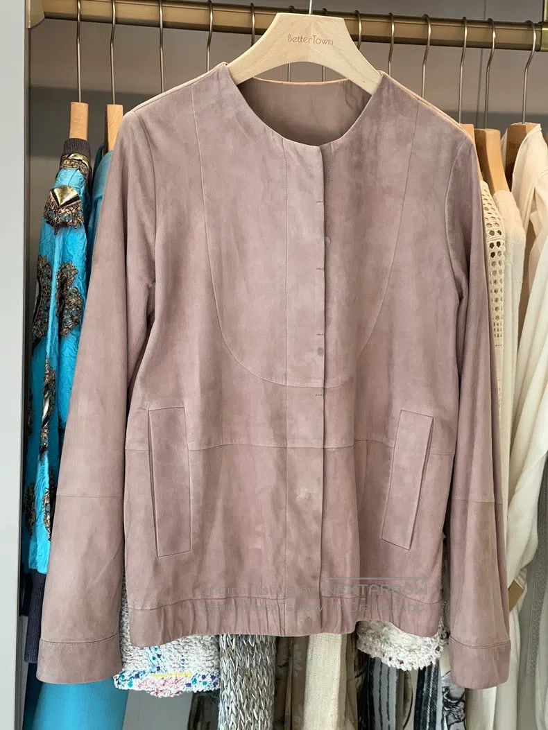 Brunello Cucinelli Brunello Cucinelli Round Neck Leather Jacket Size XS / US 0-2 / IT 36-38 - 3 Thumbnail