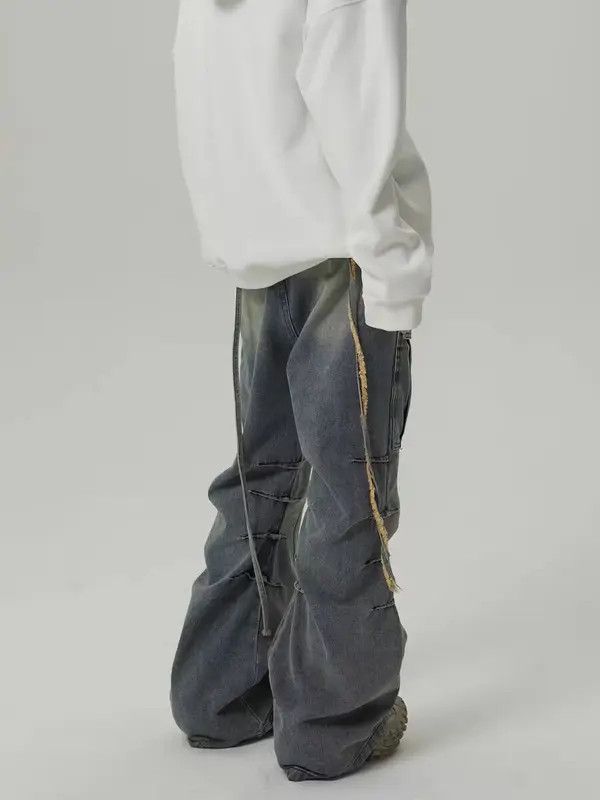 VIBE Heavy-duty washed distressed pocket cargo straight-leg jeans Size US 32 / EU 48 - 2 Thumbnail