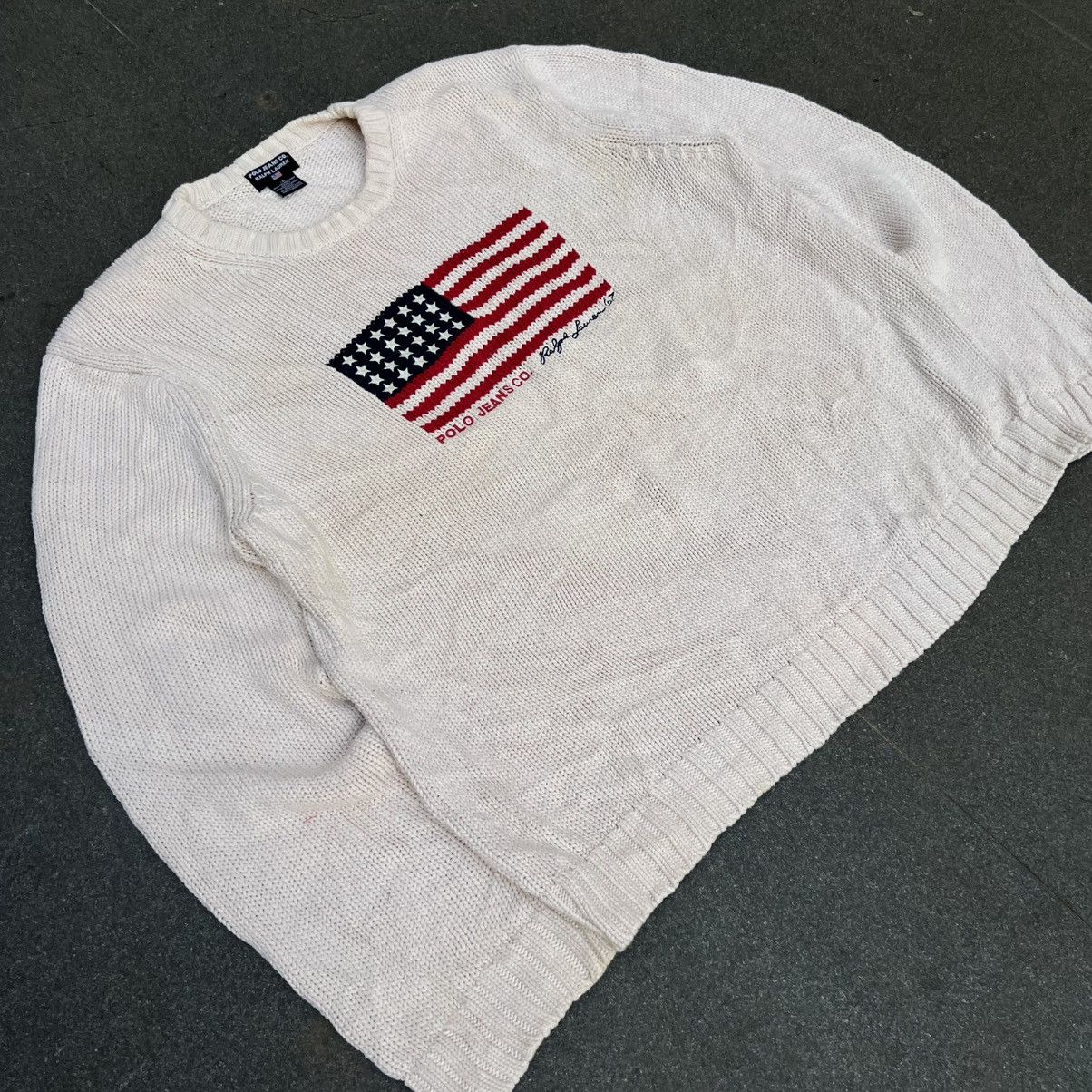 Designer × Polo Ralph Lauren × Vintage Vintage Polo American Flag Knit Sweater Size US L / EU 52-54 / 3 - 2 Thumbnail