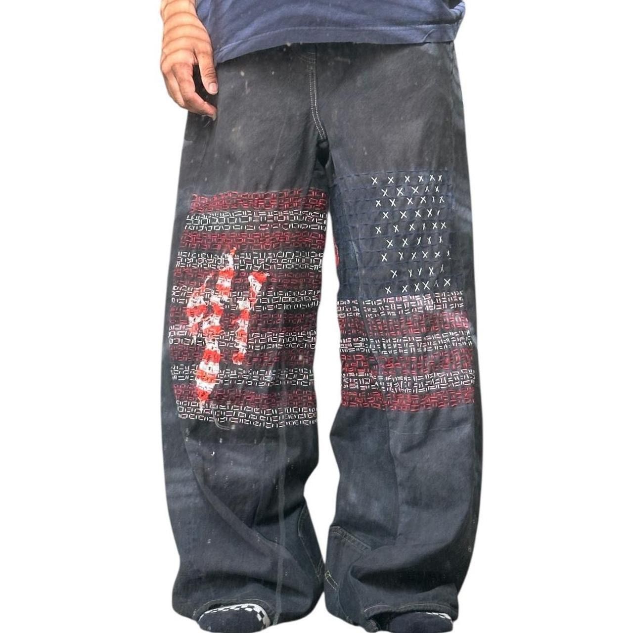 Other 1/1 reworked sashiko stitched flag baggy wide leg denim Size US 28 / EU 44 - 5 Thumbnail