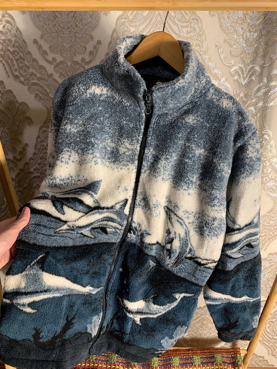 Vintage VERY RARE ANIMAL DELPHINE FLEECE LIGHT ZIP JACKET Y2K 90s Size US S / EU 44-46 / 1 - 4 Thumbnail