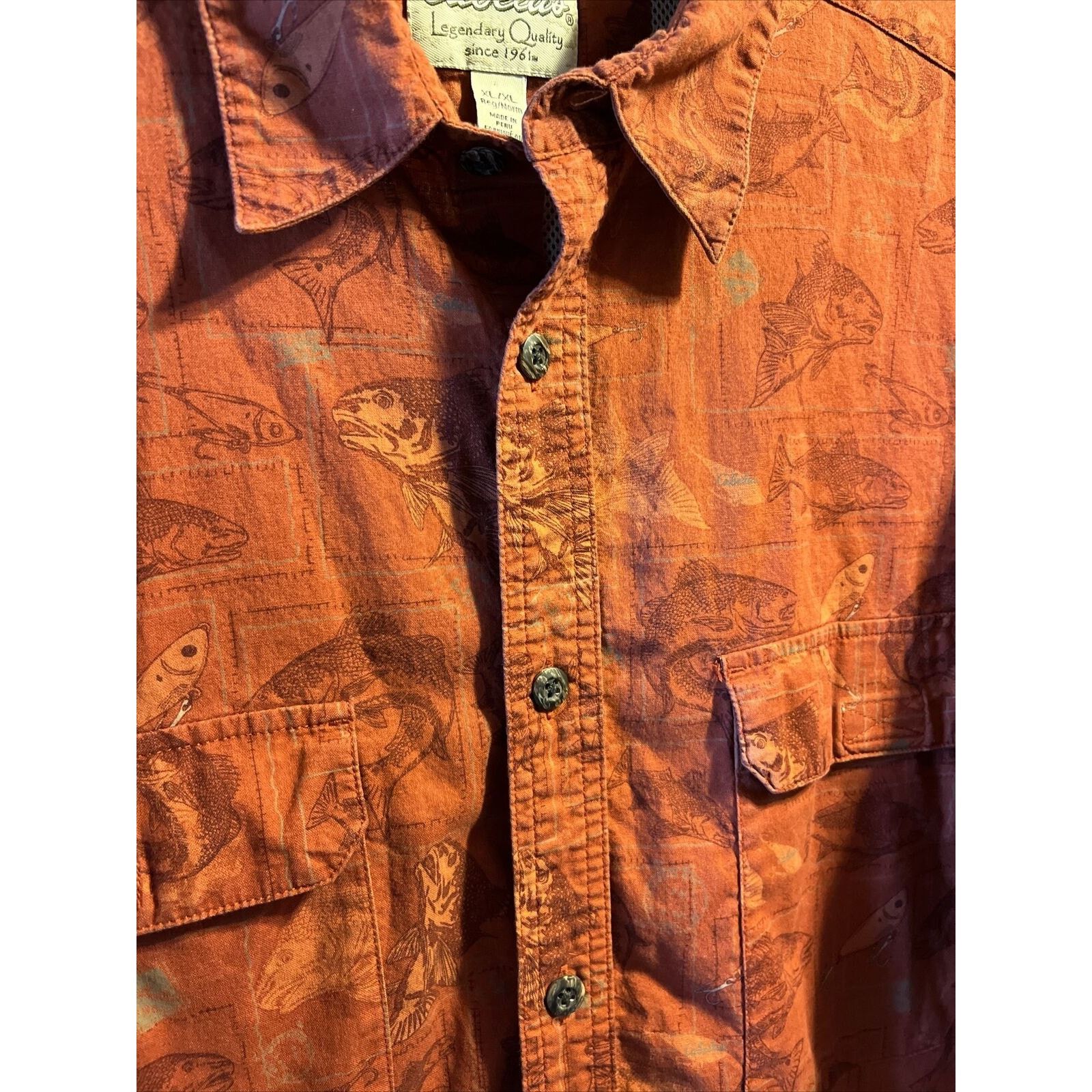 Cabelas Cabelas Shirt Men XL Button Burnt Orange Fish All Over Print Size US XL / EU 56 / 4 - 6 Thumbnail