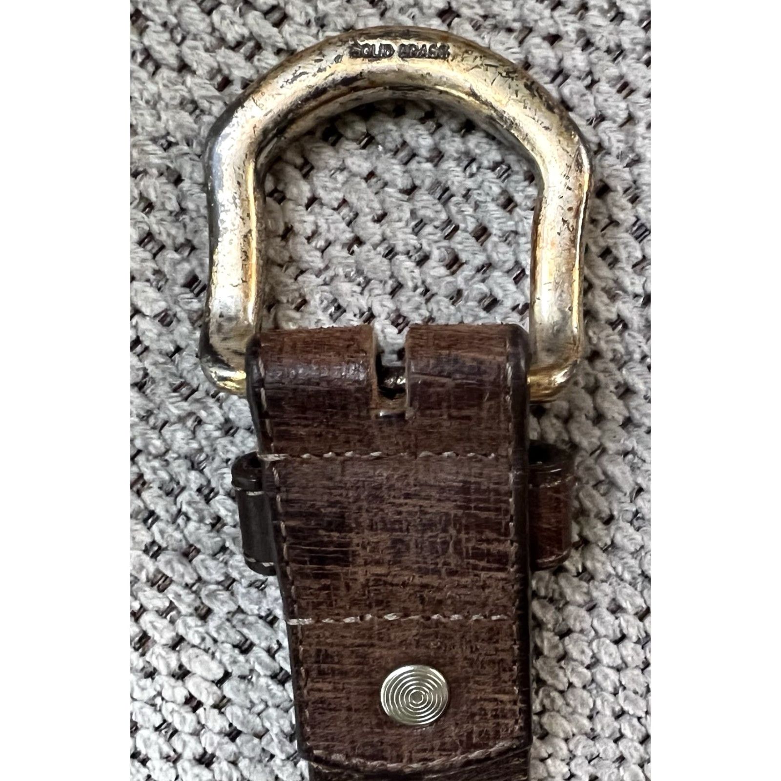 Patagonia VINTAGE Patagonia Belt Leather Brown 32 Men Mens 1.25” Wide Brass Hardware Greek Sand Pattern READ* Size 32 - 4 Thumbnail