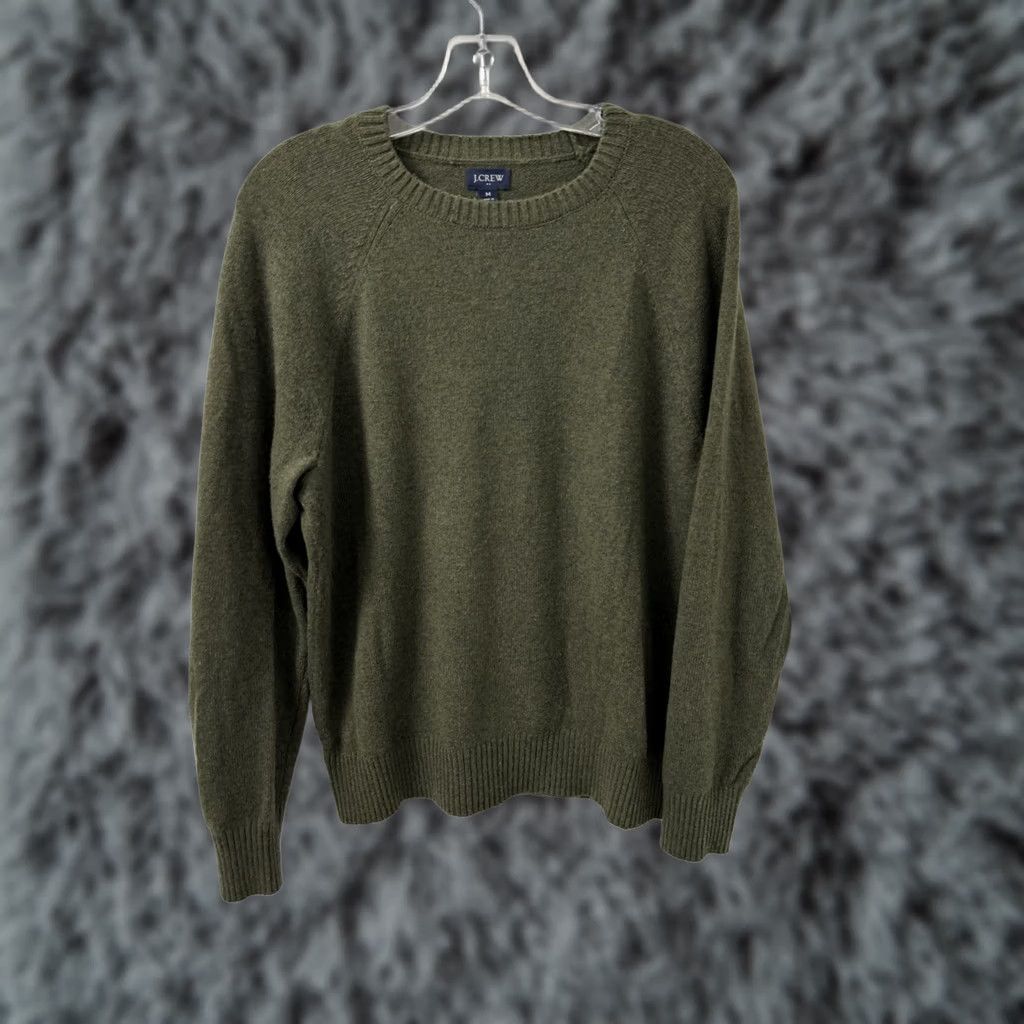 J.Crew J.CREW Sweater Mens Medium Olive Green Raglan Crewneck Pullover Lambswool Nylon Knit Casual Fall Winter Size US M / EU 48-50 / 2 - 1 Thumbnail