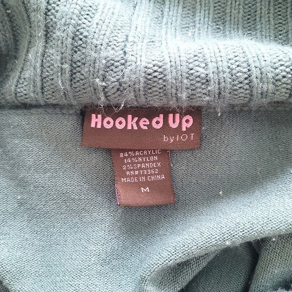 Macys Juniors' Hooked Up By IOT Teal Cowlneck Belted Sweater Size M / US 6-8 / IT 42-44 - 8 Thumbnail