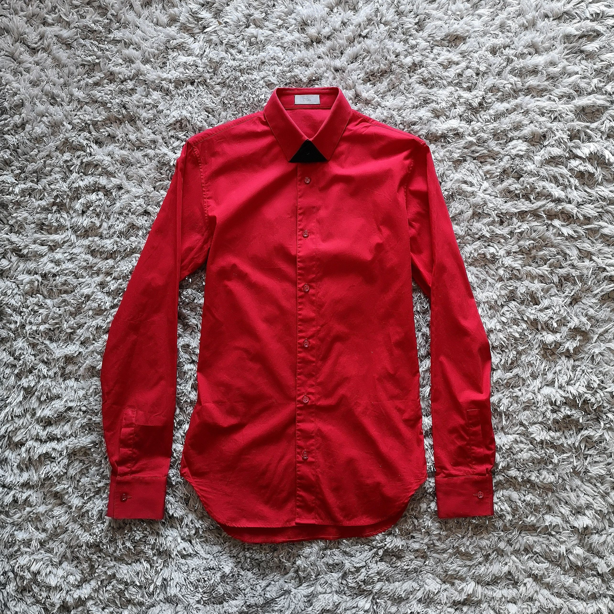 Dior × Hedi Slimane Dior Homme AW07 Folded-Collar Button Up Red