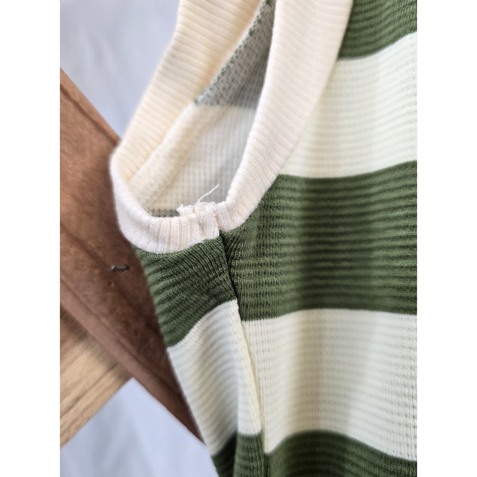 Vintage Womens T Shirt Dress - Striped Casual Summer Knee Length Pockets Green White Sz S - Lightweight, Sleeveless, Pullover Dress Size S / US 4 / IT 40 - 5 Thumbnail