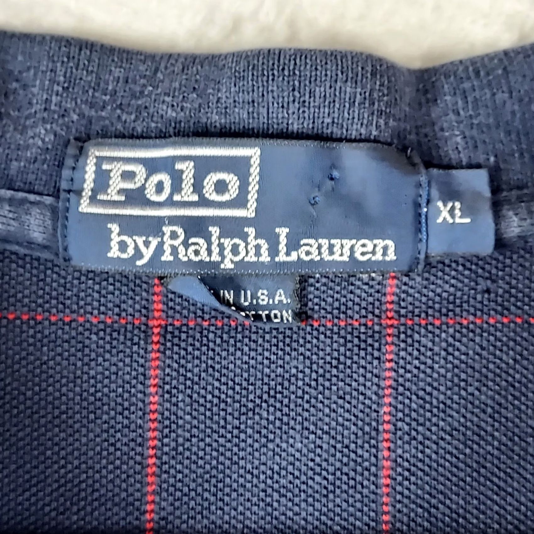 Polo Ralph Lauren Polo Ralph Lauren Polo Shirt Men XL Navy Red Windowpane Grid Cotton Knit Short Sleeve Collared Logo USA Size US XL / EU 56 / 4 - 4 Thumbnail