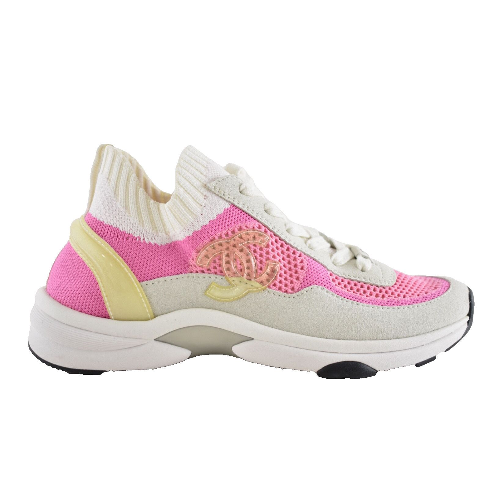 Chanel Chanel 20S White Knit Suede Lace Up Flat Runner Sneaker 37 Size US 7 / IT 37 - 1 Thumbnail