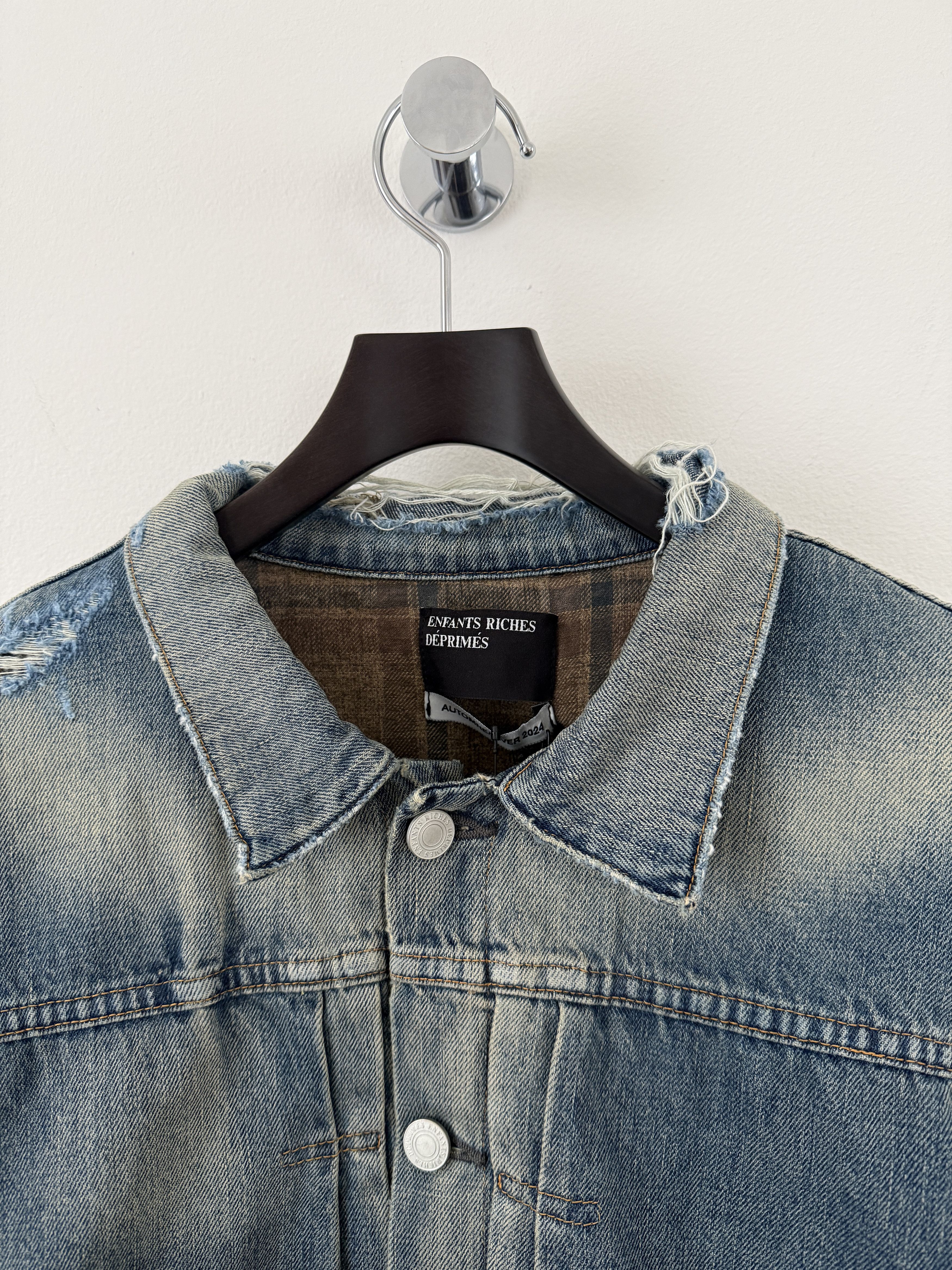 Enfants Riches Deprimes Distressed Lined Denim Jacket Size US L / EU 52-54 / 3 - 7 Thumbnail