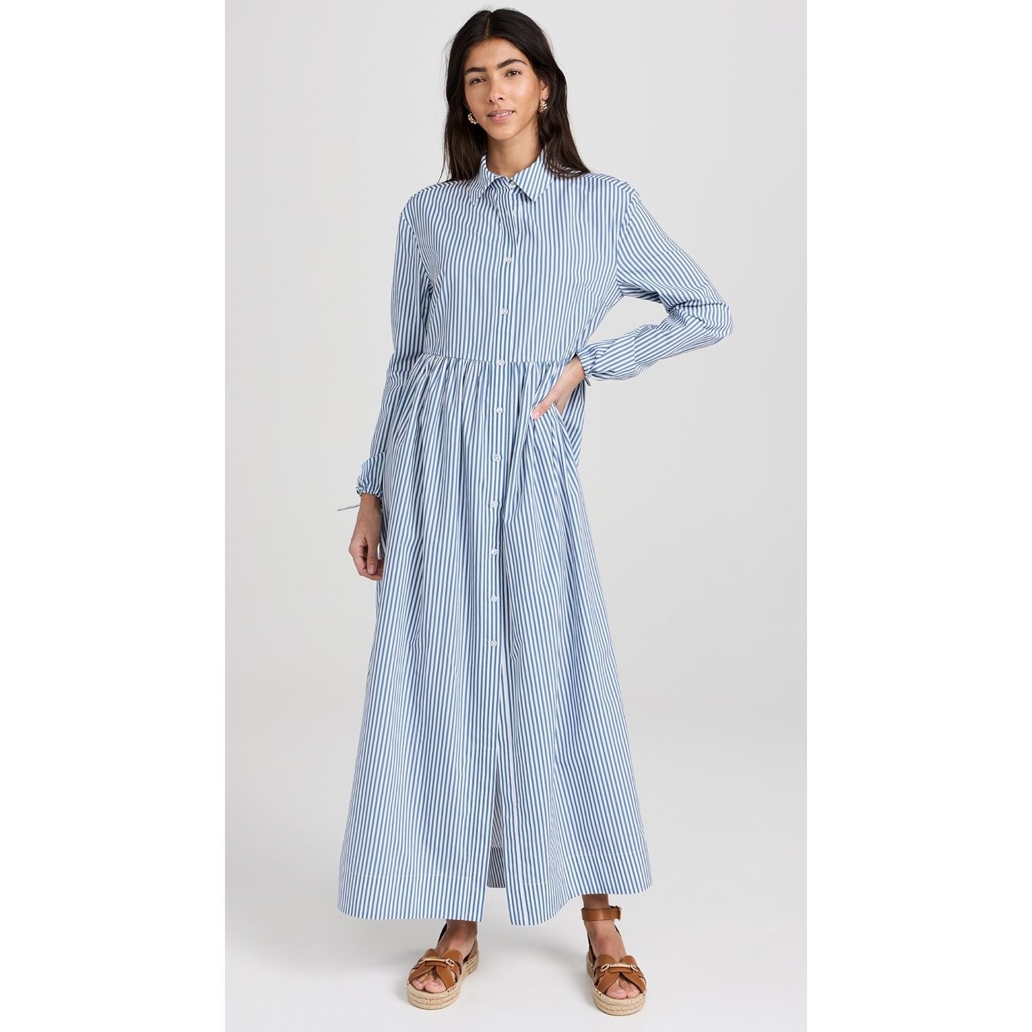 Onia New ONIA Beach Stripe Poplin Maxi Shirtdress $285 LARGE Size L / US 10 / IT 46 - 2 Thumbnail