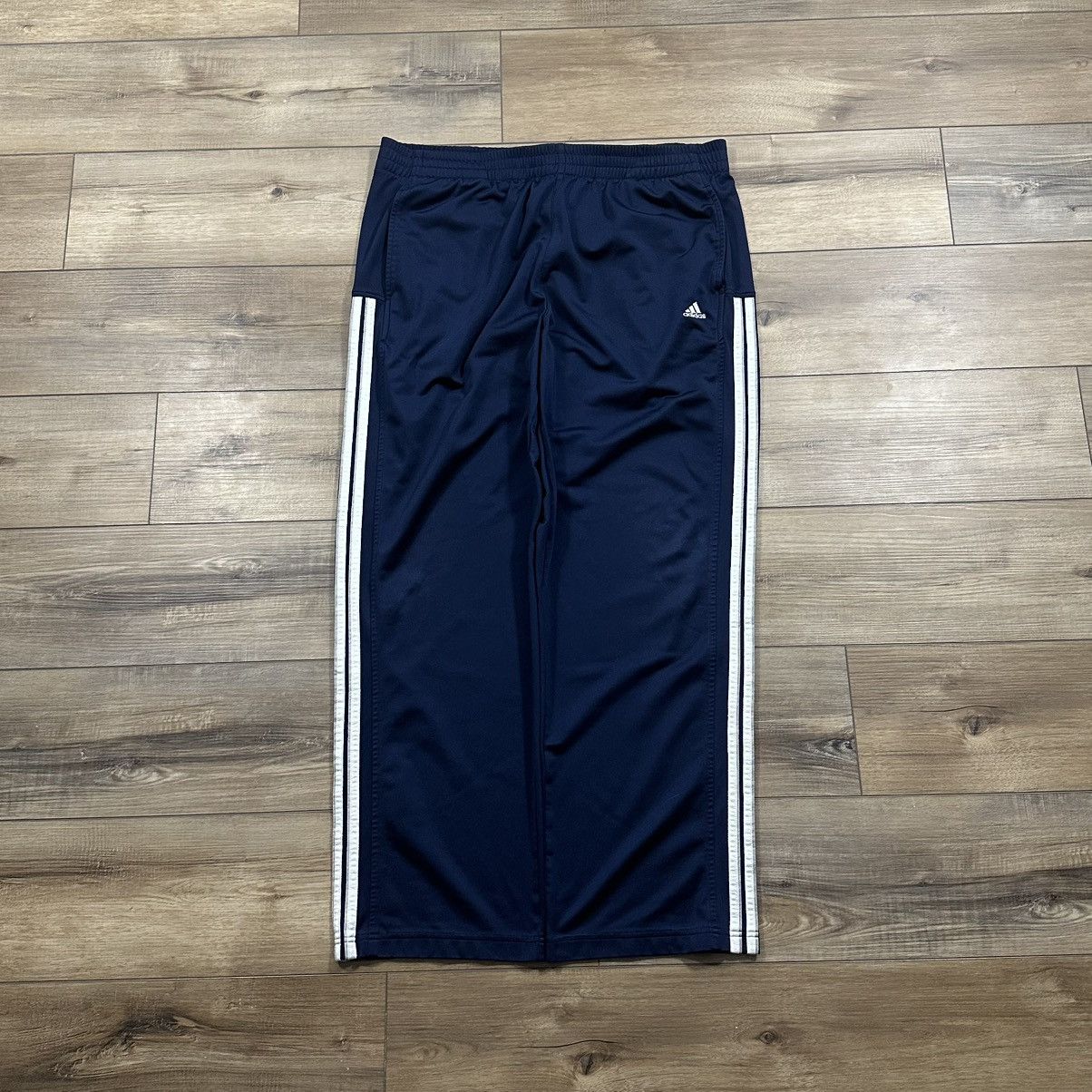 Vintage 2005 Adidas Navy Striped Wide Leg Track Pants