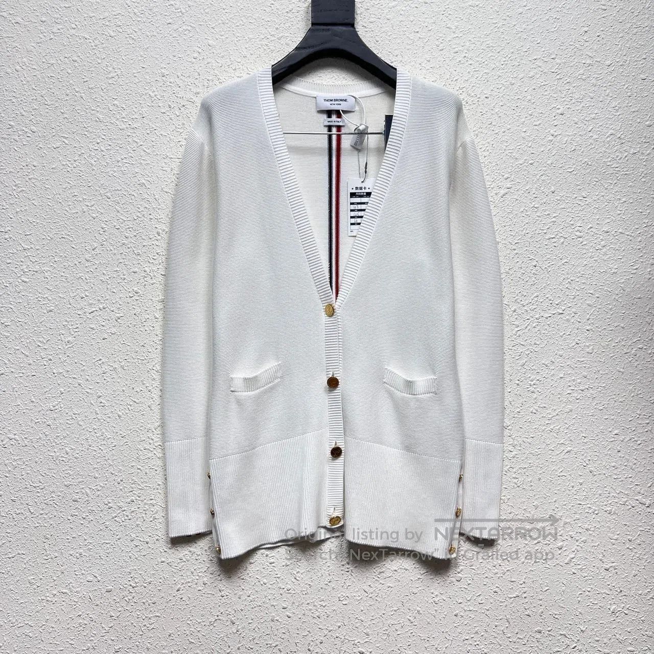 Thom Browne thom browne white knit cardigan with stripes. Size US S / EU 44-46 / 1 - 1 Thumbnail