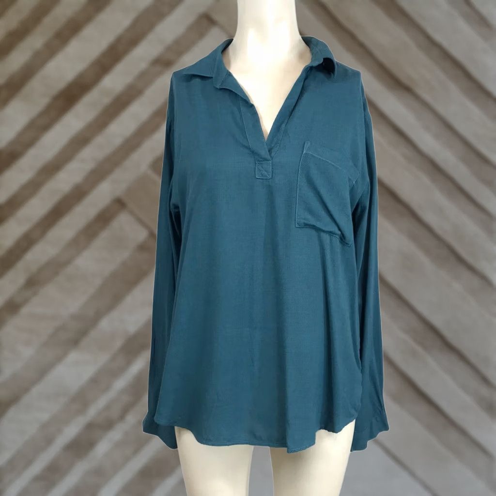 CLOT Cloth & Stone Womens Small Blue Long Sleeve Collared Button Up Shirt Top Size S / US 4 / IT 40 - 1 Thumbnail