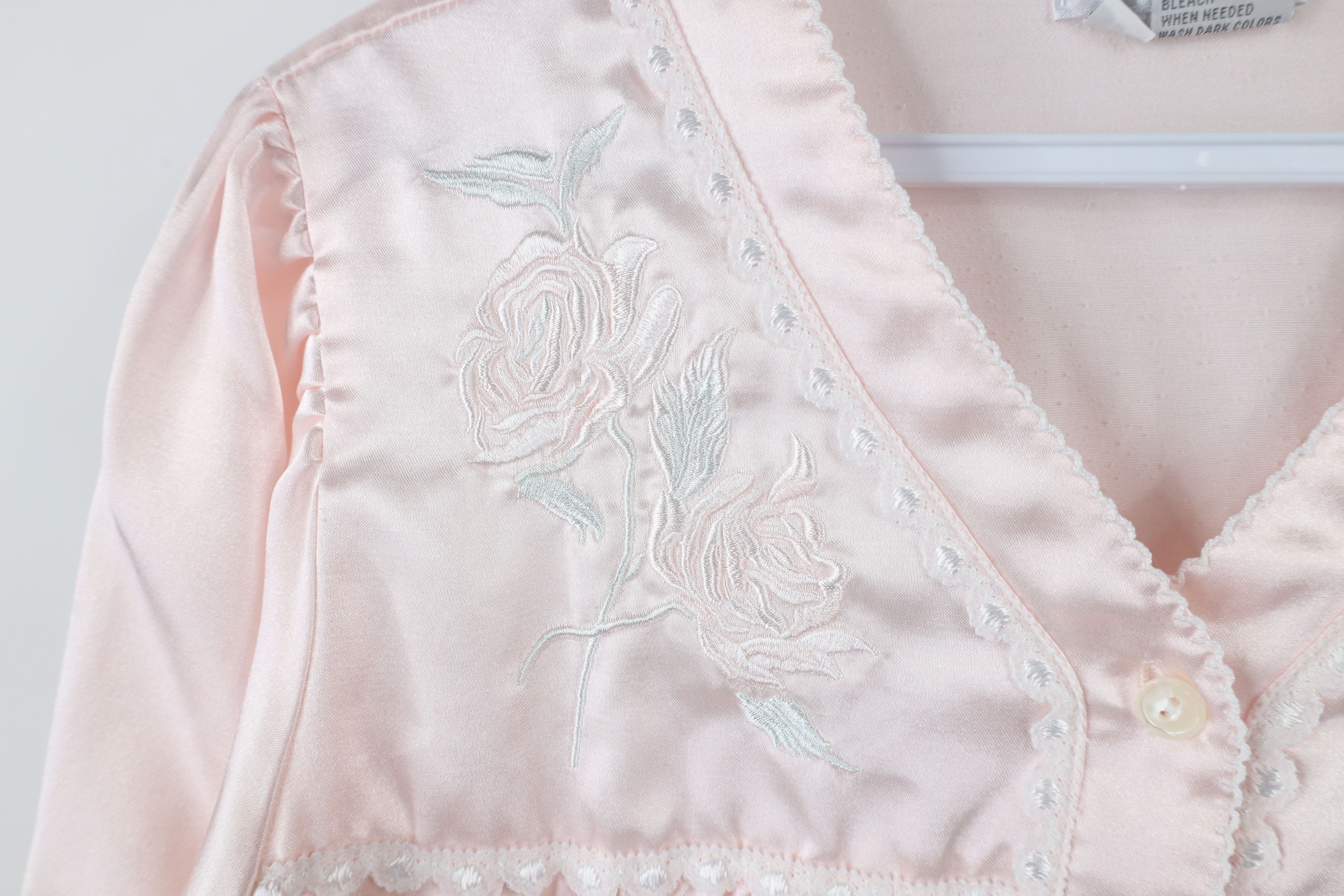 Vintage Vintage 90s Miss Elaine Flower Lace Night Gown Pink Size M / US 6-8 / IT 42-44 - 8 Thumbnail