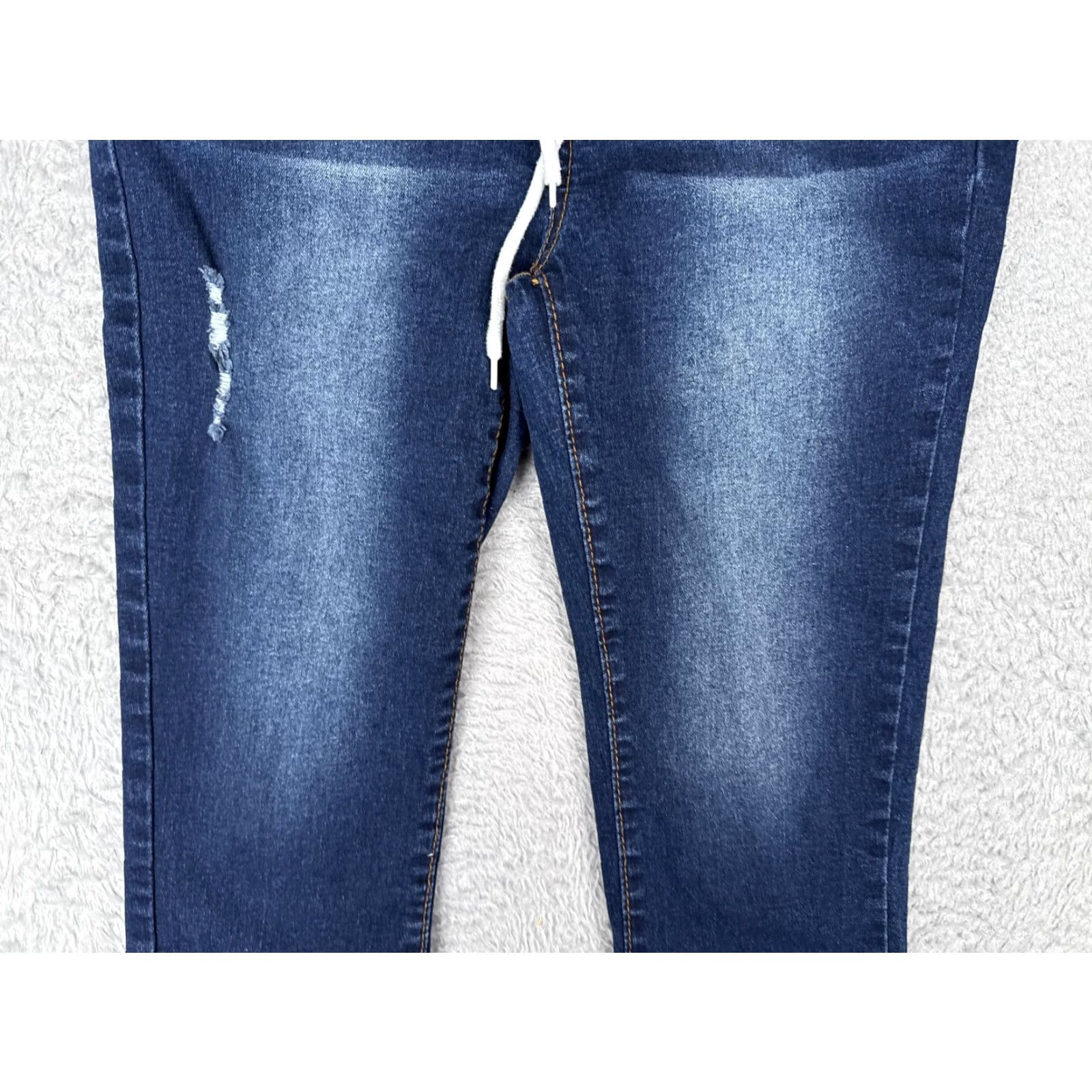 Shein Shein Jeans 27x16 Dark Blue Pull On Jogger Denim Pants Distressed Girls Size 27" / US 4 / IT 40 - 3 Thumbnail