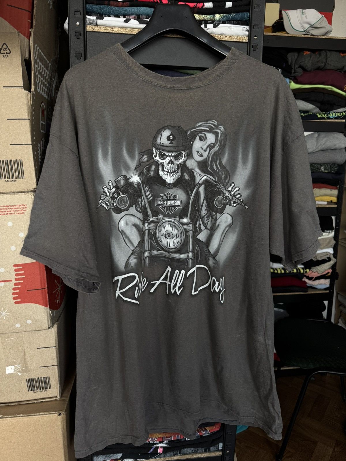 Harley Davidson × Vintage Vintage awesome Racing tee Harley Davidson Ride All Night Size US XXL / EU 58 / 5 - 11 Thumbnail