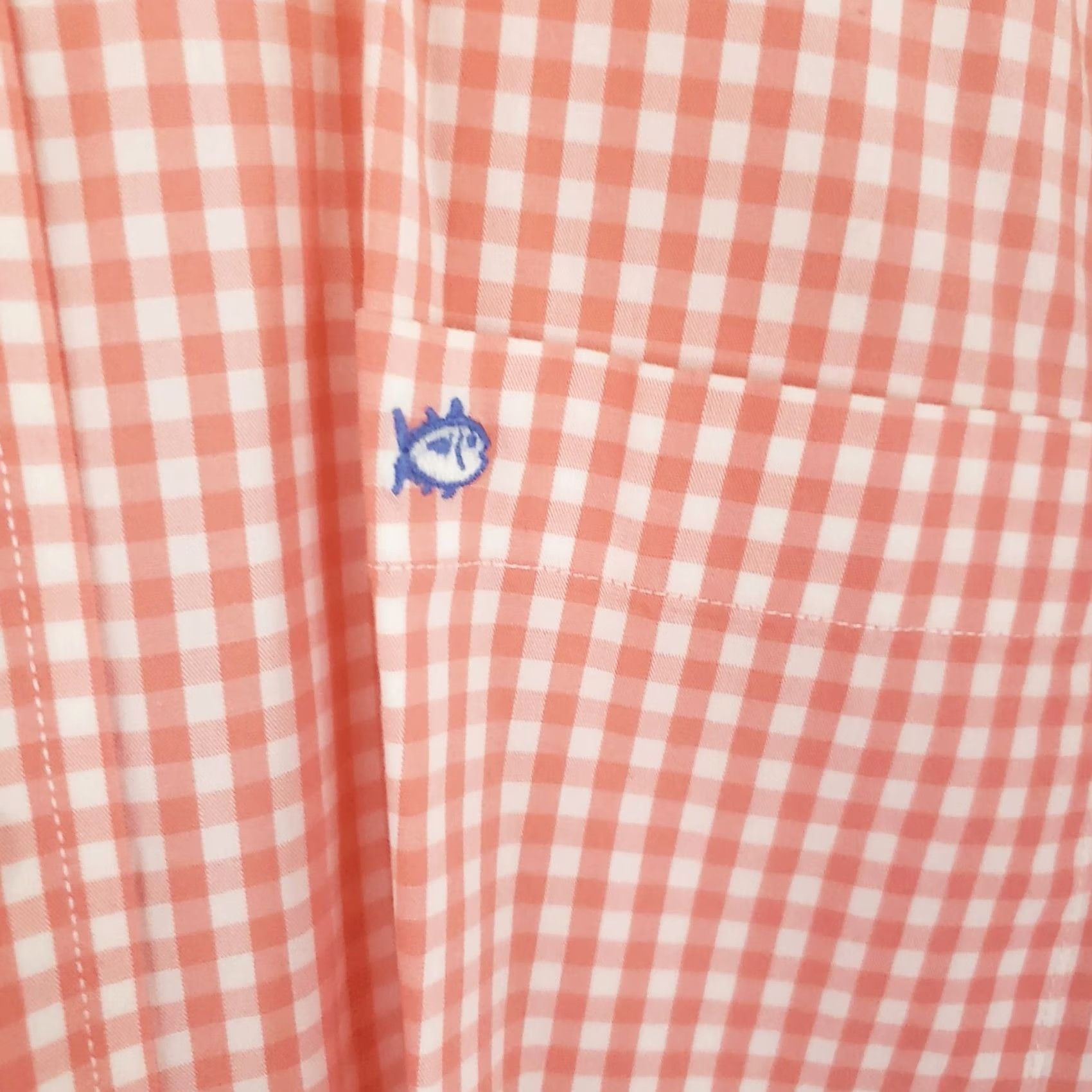Southern Tide Southern Tide Shirt Mens M Coral White Check Long Sleeve Button-Down Collar Dress/Workwear Casual Shirt Size US M / EU 48-50 / 2 - 4 Thumbnail