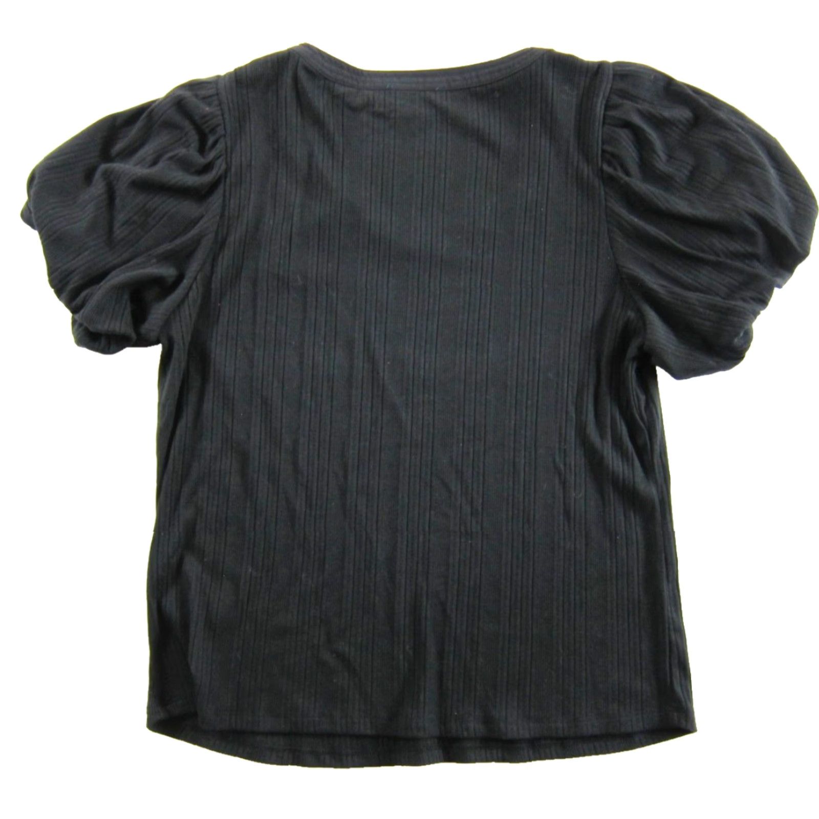 Vintage NWT Democracy Black Cotton Ribbed Jersey Puff Sleeve Round Neck Top Blouse XL Size XL / US 12-14 / IT 48-50 - 2 Thumbnail