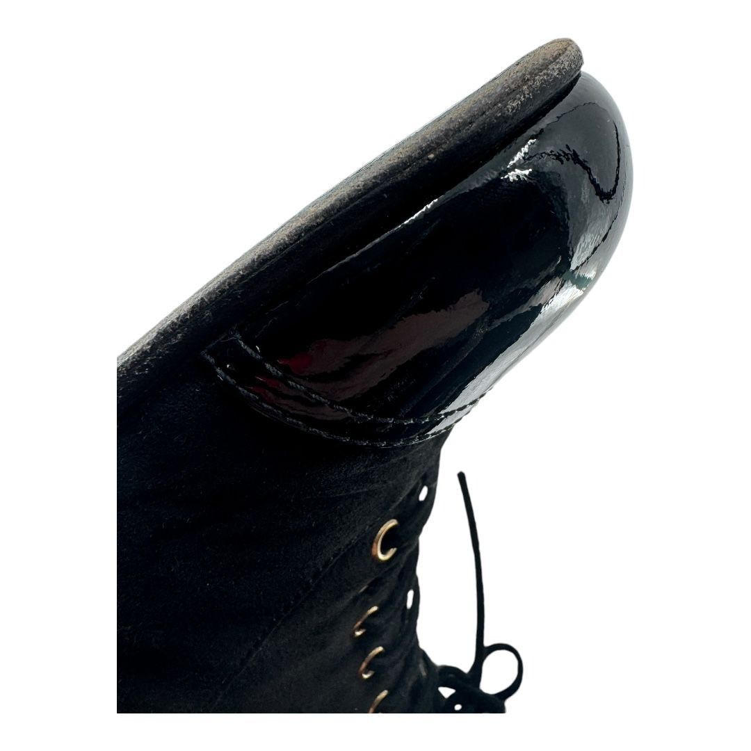 Chanel Chanel Suede Pearl CC Logo Patent Cap Toe Short Boots Size US 10 / IT 40 - 11 Thumbnail