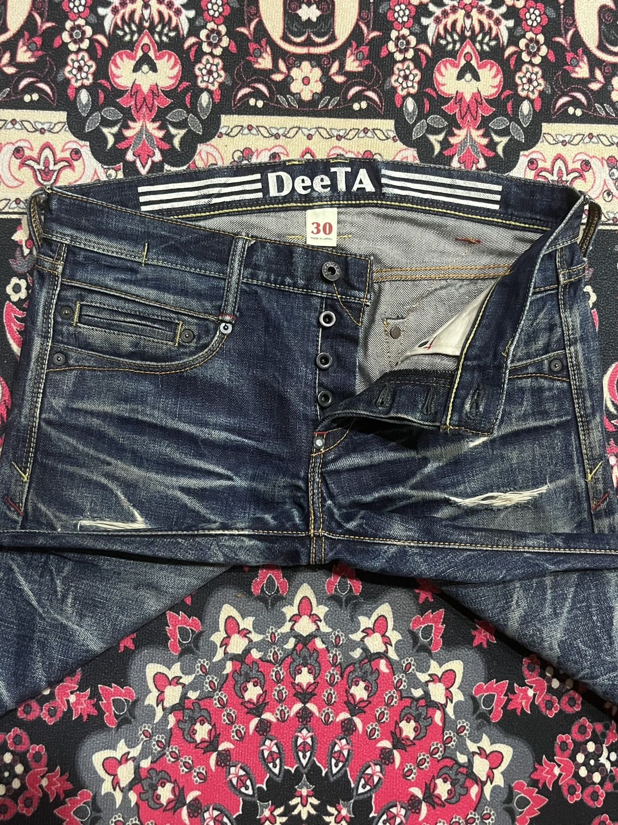 Japanese Brand ⚡️Insane⚡️Vintage Japanese DeeTA Heavy Whisker Selvedge Jeans Size US 30 / EU 46 - 5 Thumbnail