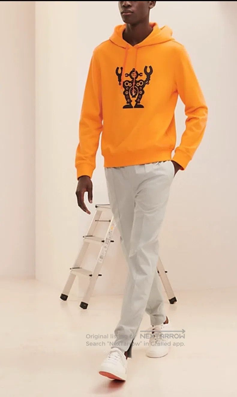 Hermes Hermes Orange Robot Leather Hooded Sweatshirt Size US M / EU 48-50 / 2 - 8 Thumbnail