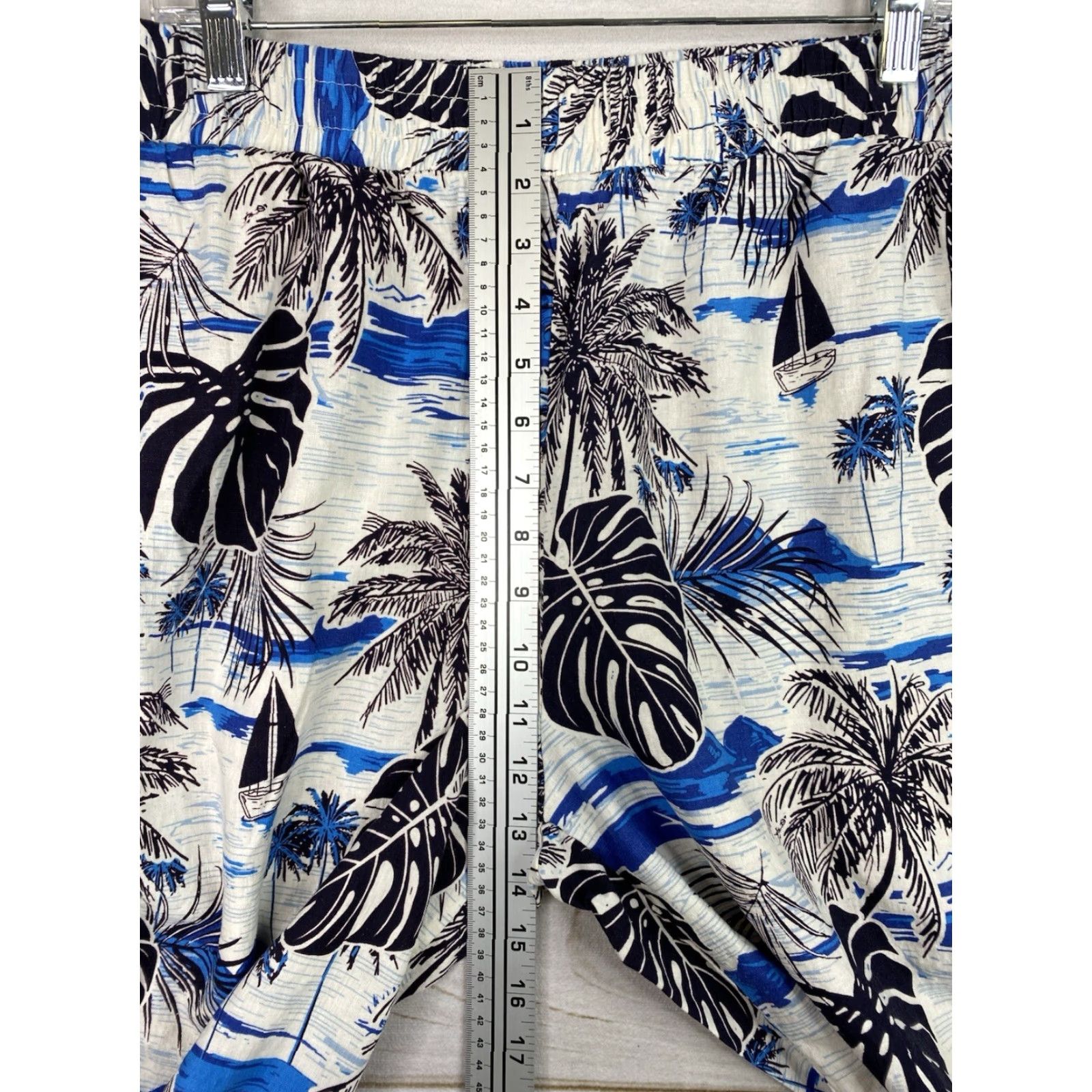 Vintage C&C California Womens Pants XL Linen Wide Leg Hawaiian Tropical Beach Sailboats Size 40" / US 18 - 4 Thumbnail