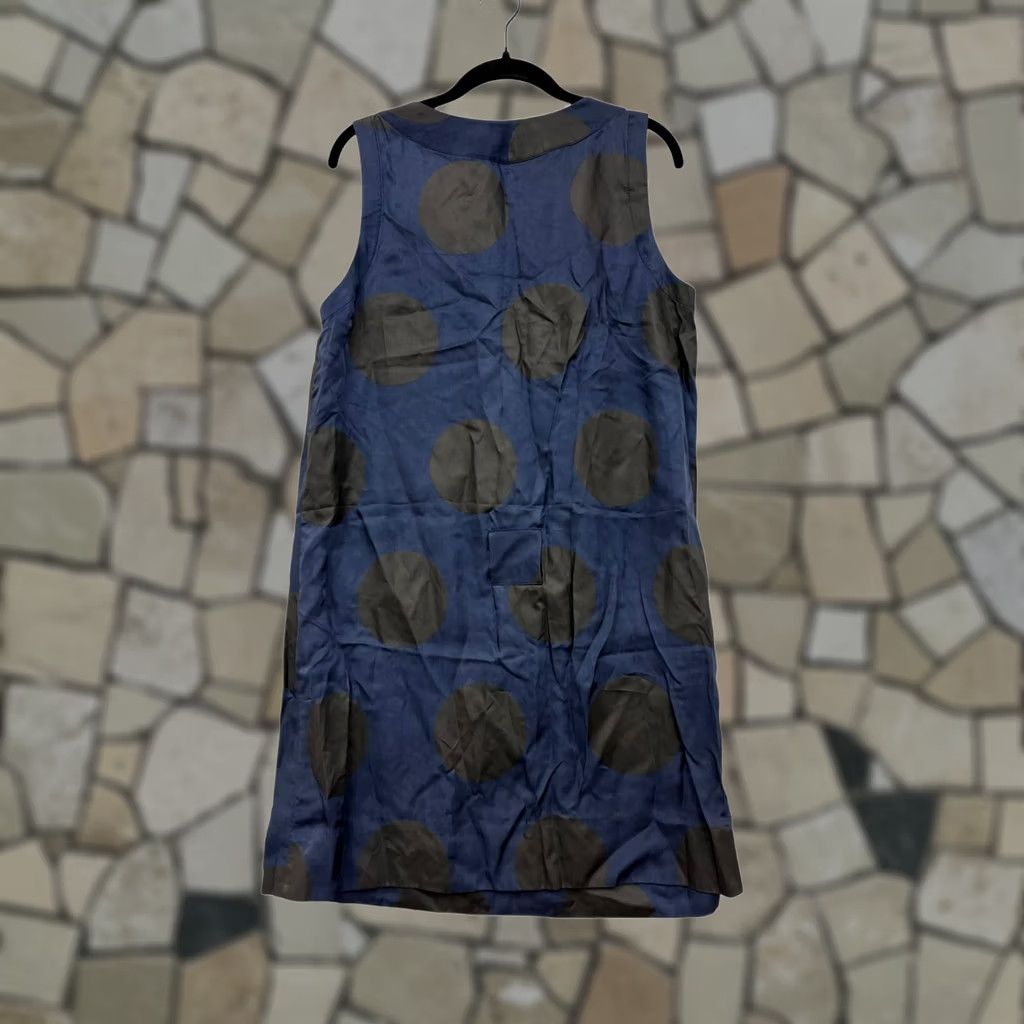 Marc by Marc Jacobs Marc by Marc Jacobs Womens Dress Sleeveless Navy Black Polka Dot A-Line Knee Length L Belt Silver Back Zip Size L / US 10 / IT 46 - 1 Thumbnail
