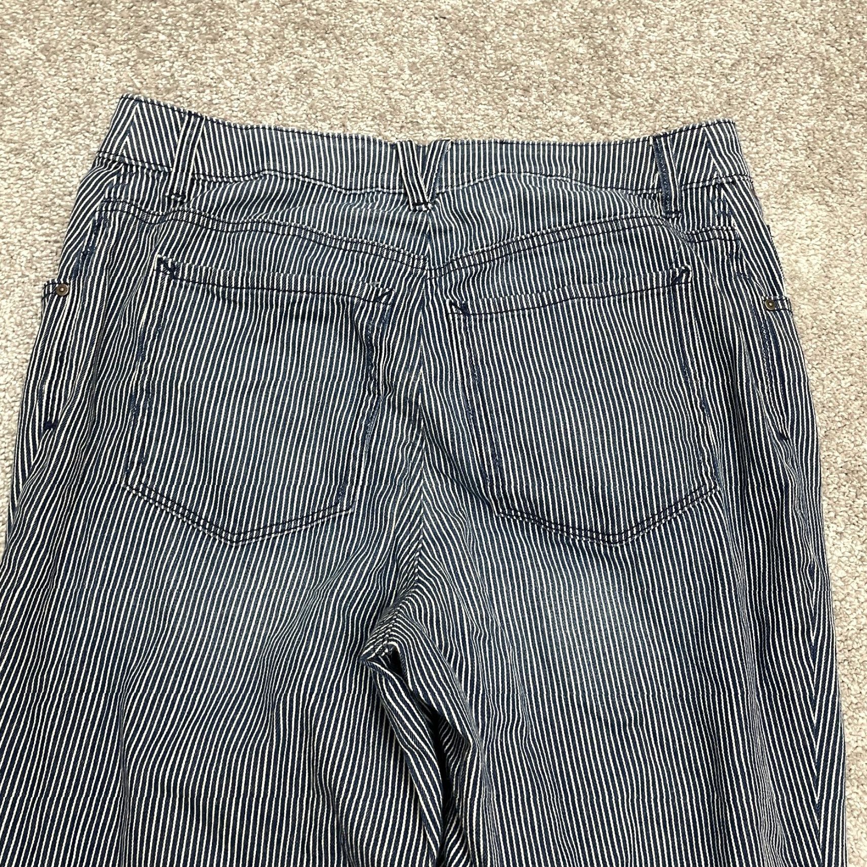 Vintage Vintage Chico's Women's Wide Leg Pants Cotton Blend Blue Striped Casual 12 Size 34" / US 12 / IT 48 - 3 Thumbnail