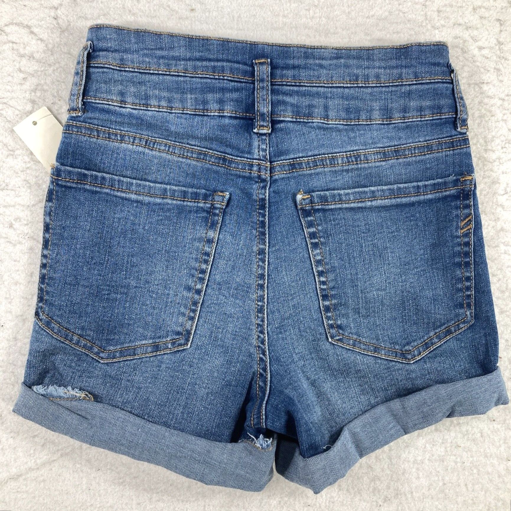 Vintage Aéropostale Denim Shorts Juniors 0 Blue High Rise Stretch Size 42" / US 20 - 2 Thumbnail