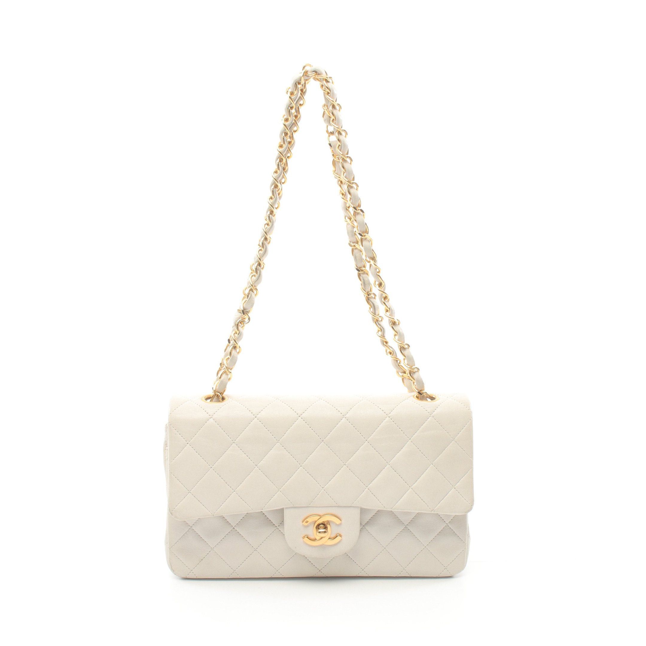 Chanel Chanel Matelasse Double Flap Chain Shoulder Bag Lambskin Off White Gold Hardware Size ONE SIZE - 1 Thumbnail