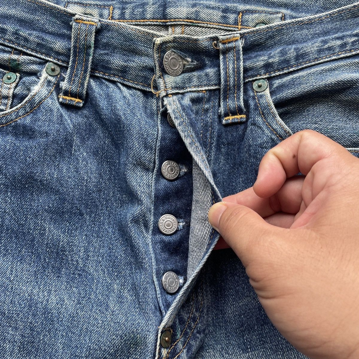 Levi's Vintage Clothing Vintage Levis Big E USA Buckle Faded Selvedge Jeans Pants Size US 28 / EU 44 - 6 Thumbnail