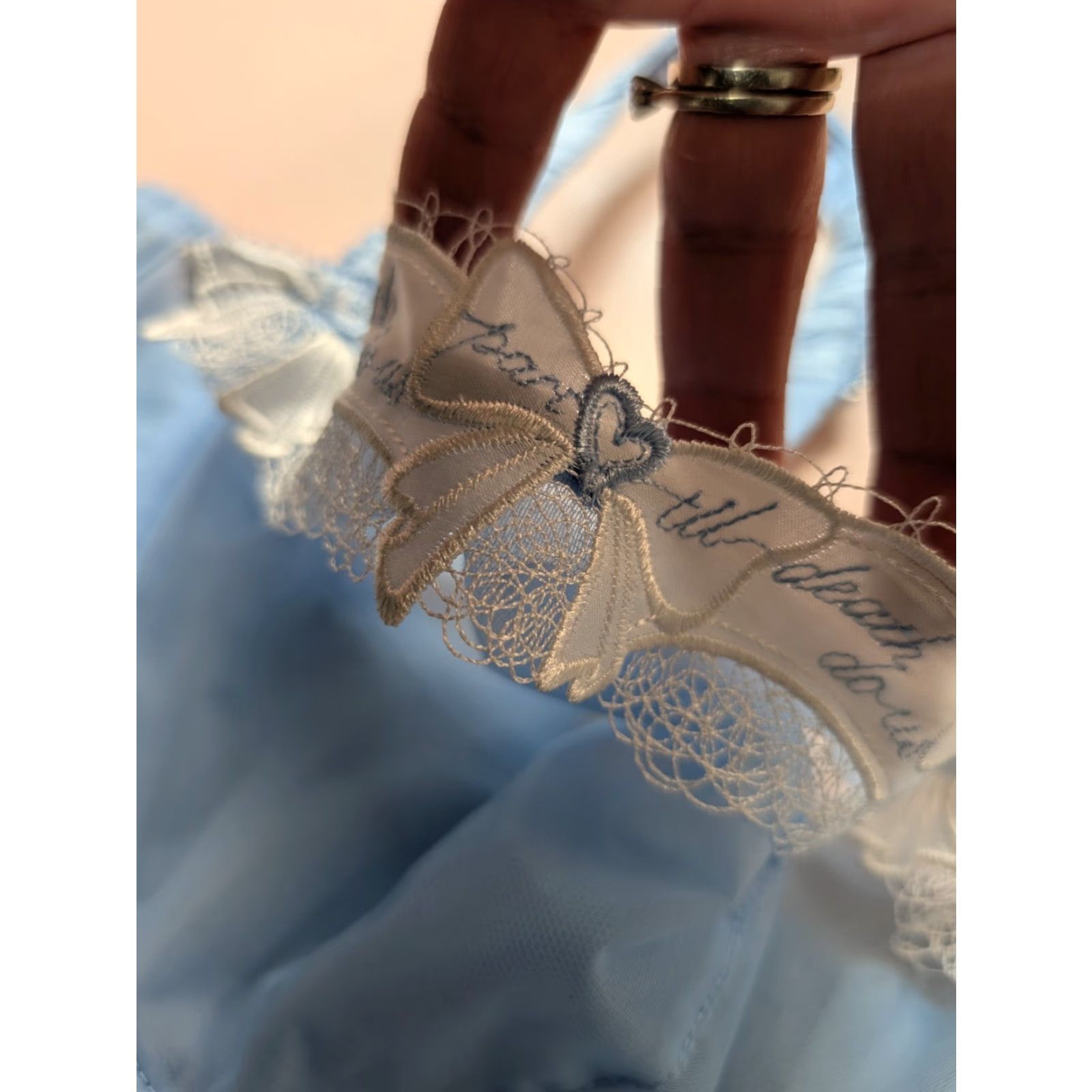 Vintage Savage X Fenty Blue Bombshell Unlined Lace Wedding Balconette Bra 44D Womens BODYSUIT? Size ONE SIZE - 2 Thumbnail