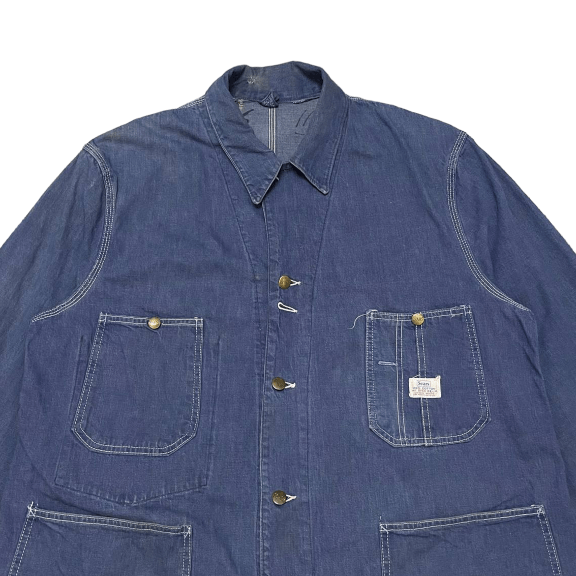 Sears True Vintage 50s 60s Sears Vat Dyed Denim Chore Work Jacket Size US L / EU 52-54 / 3 - 2 Thumbnail