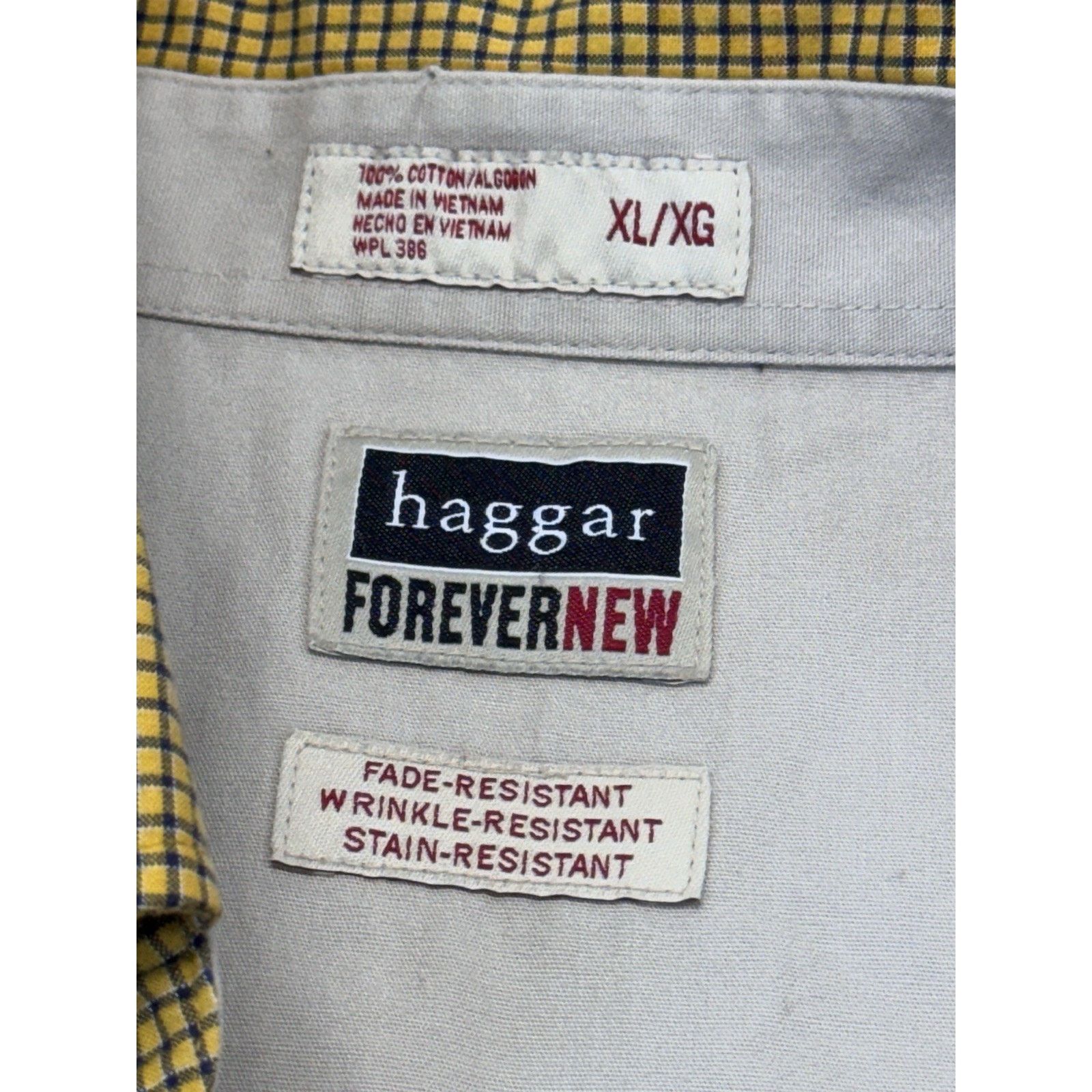Haggar HAGGAR FOREVERNEW Men's Long Sleeve Shirt XL Gold Blue Plaid Size US XL / EU 56 / 4 - 5 Thumbnail