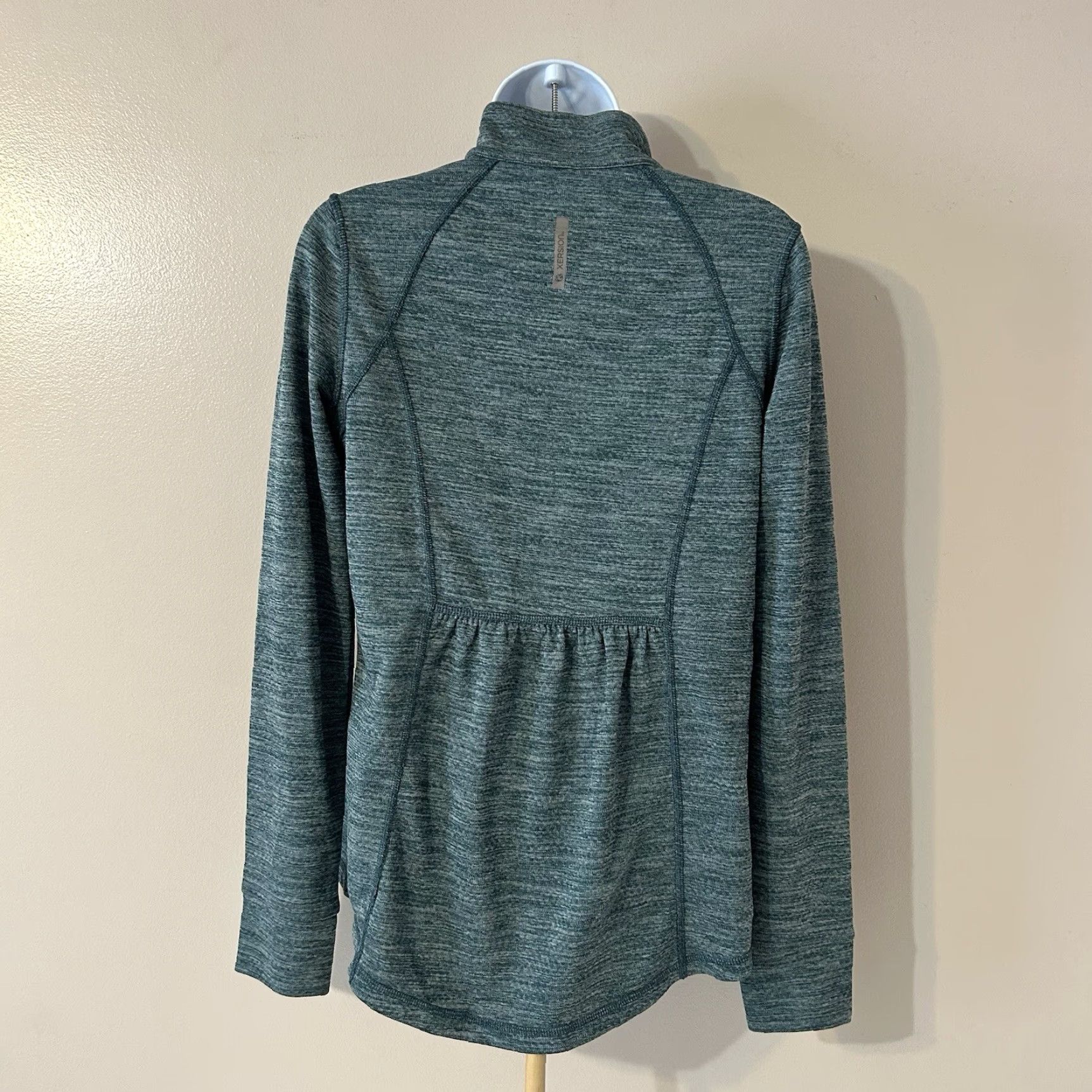 Vintage XERSION Slim Fit Long Sleeve Pullover Top Women Small Heather Green 1/4 Zip Pullover Lightweight Casual Sports Shirt Size S / US 4 / IT 40 - 3 Thumbnail